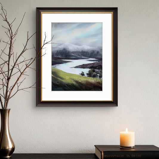 Mountain Forest Painting Watercolor Original, Mountains Home Decor, Mountain river #31 12x16
