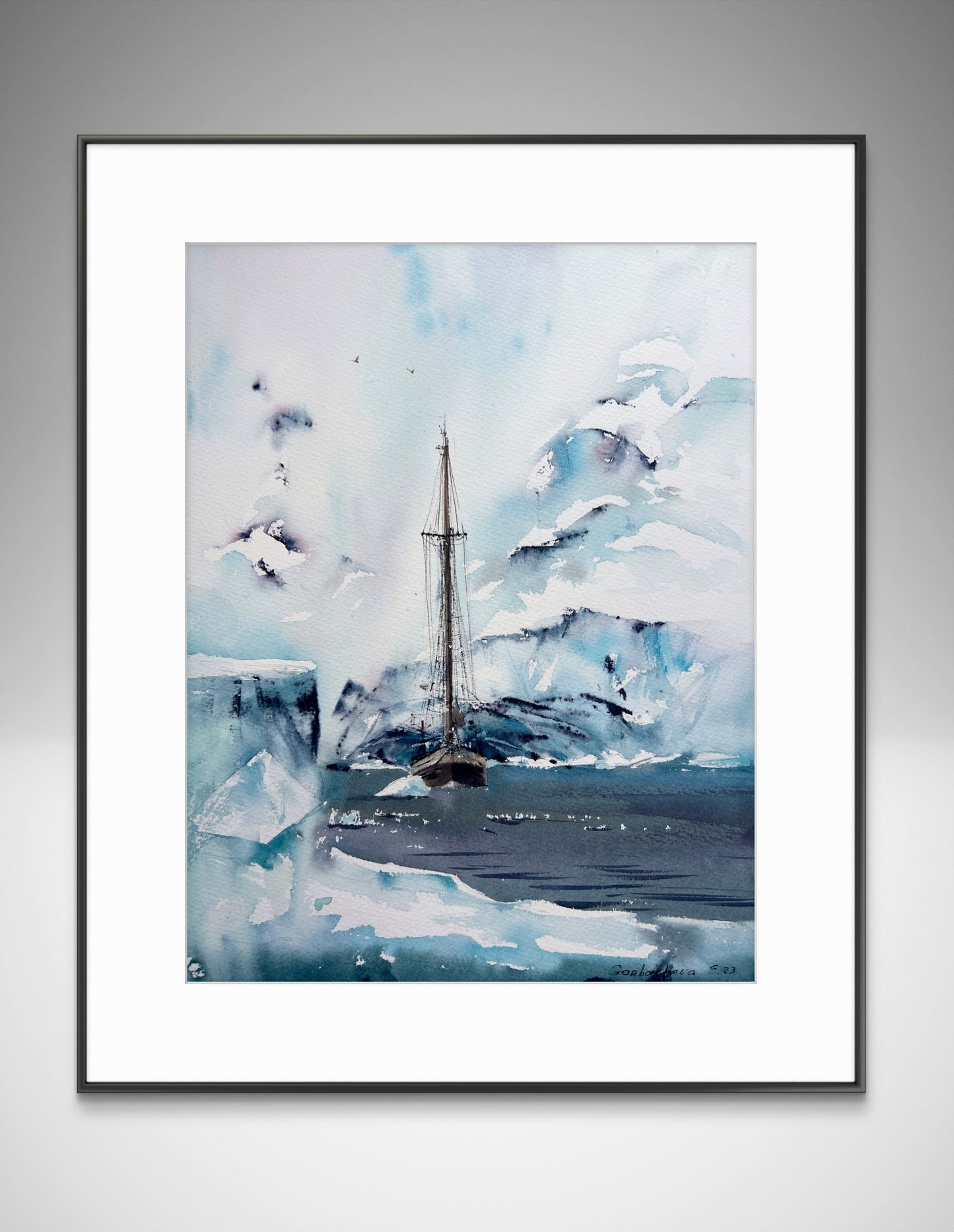 Arctic Painting Original, Watercolor - Greenland #4 -11x15
