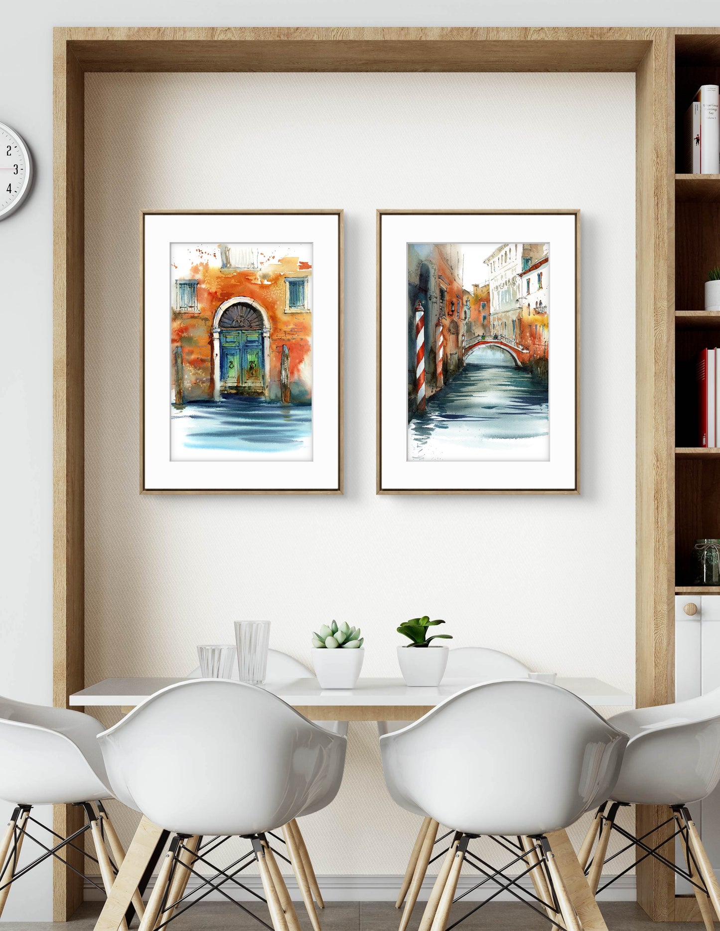 Venice Print Watercolor Art Piece, Detailed Venetian Canals and Architecture, Stylish Living Room Wall Décor