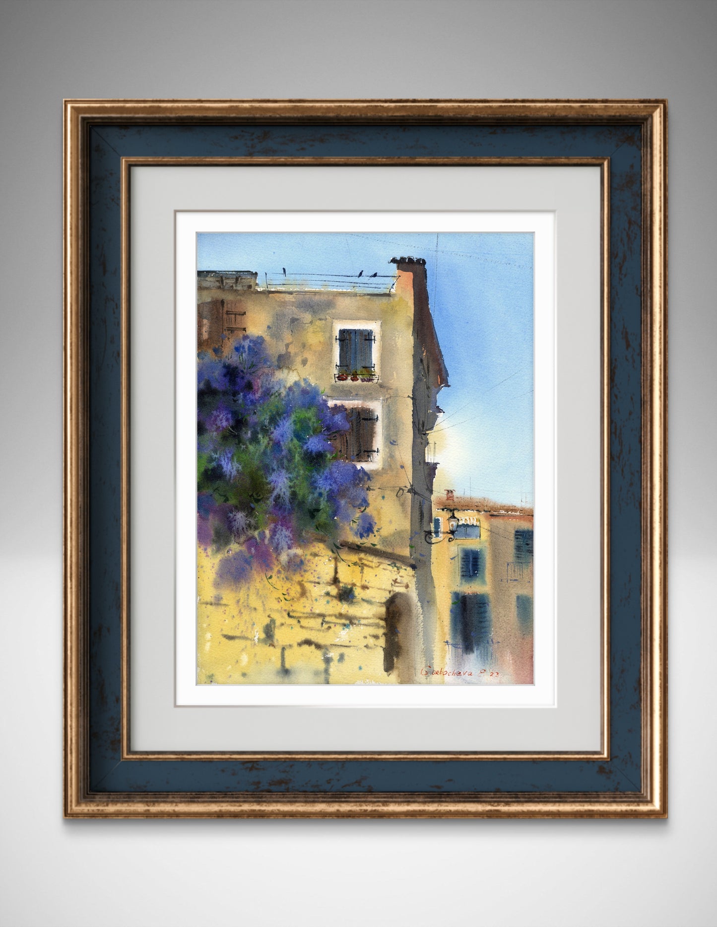 Mediterranean Painting Original Watercolor, Cityscape Wall Art, Street Scene Artwork, Street of Croatia #2