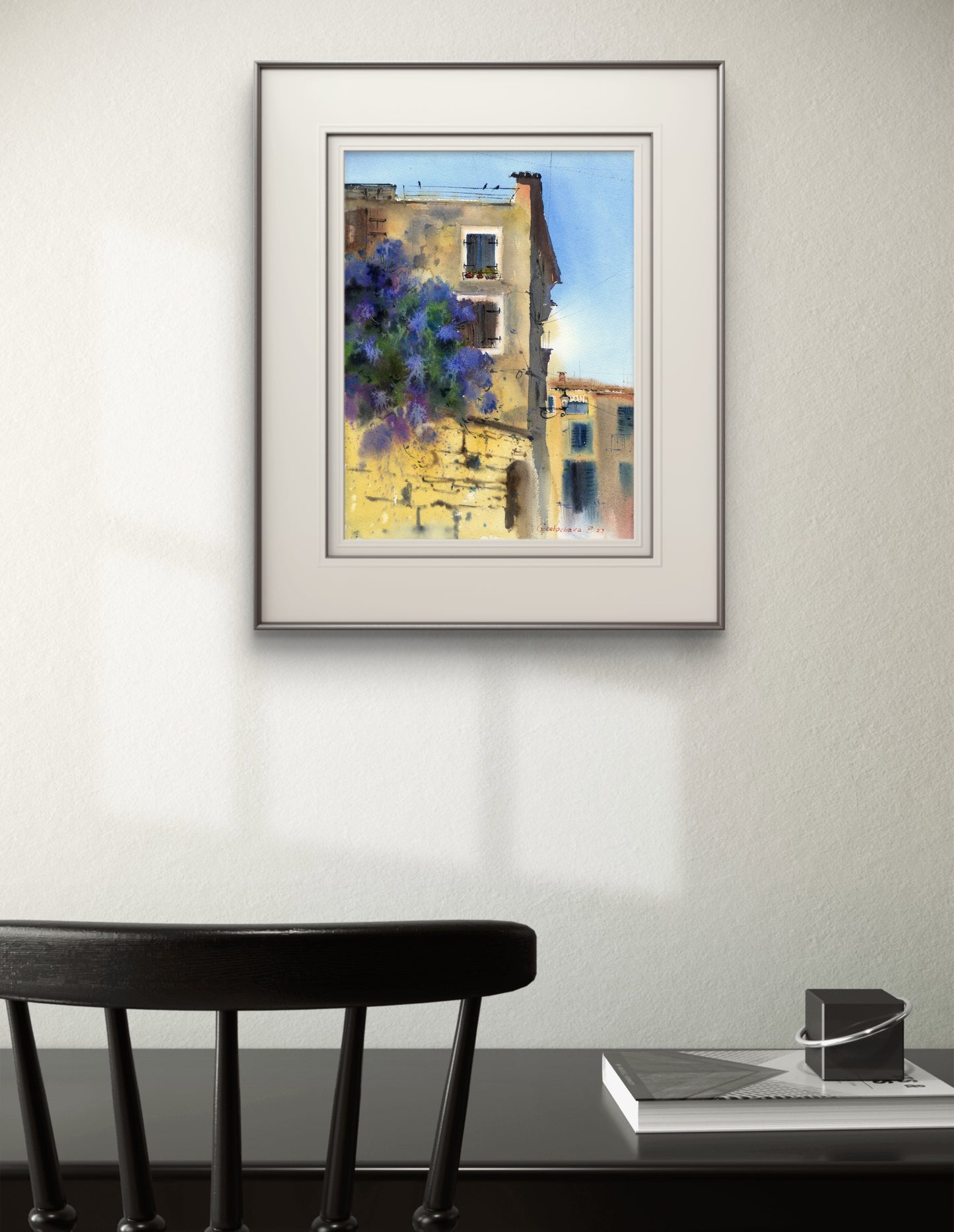 Mediterranean Painting Original Watercolor, Cityscape Wall Art, Street Scene Artwork, Street of Croatia #2