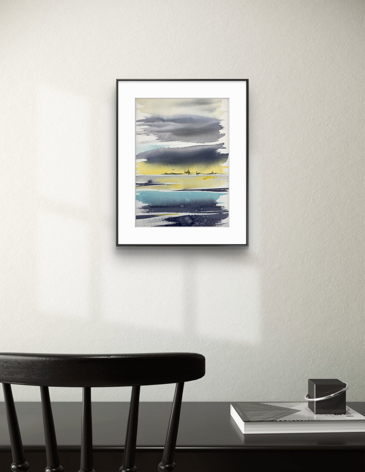 Abstract City Painting, Original Watercolor, Abstraction City 9x12