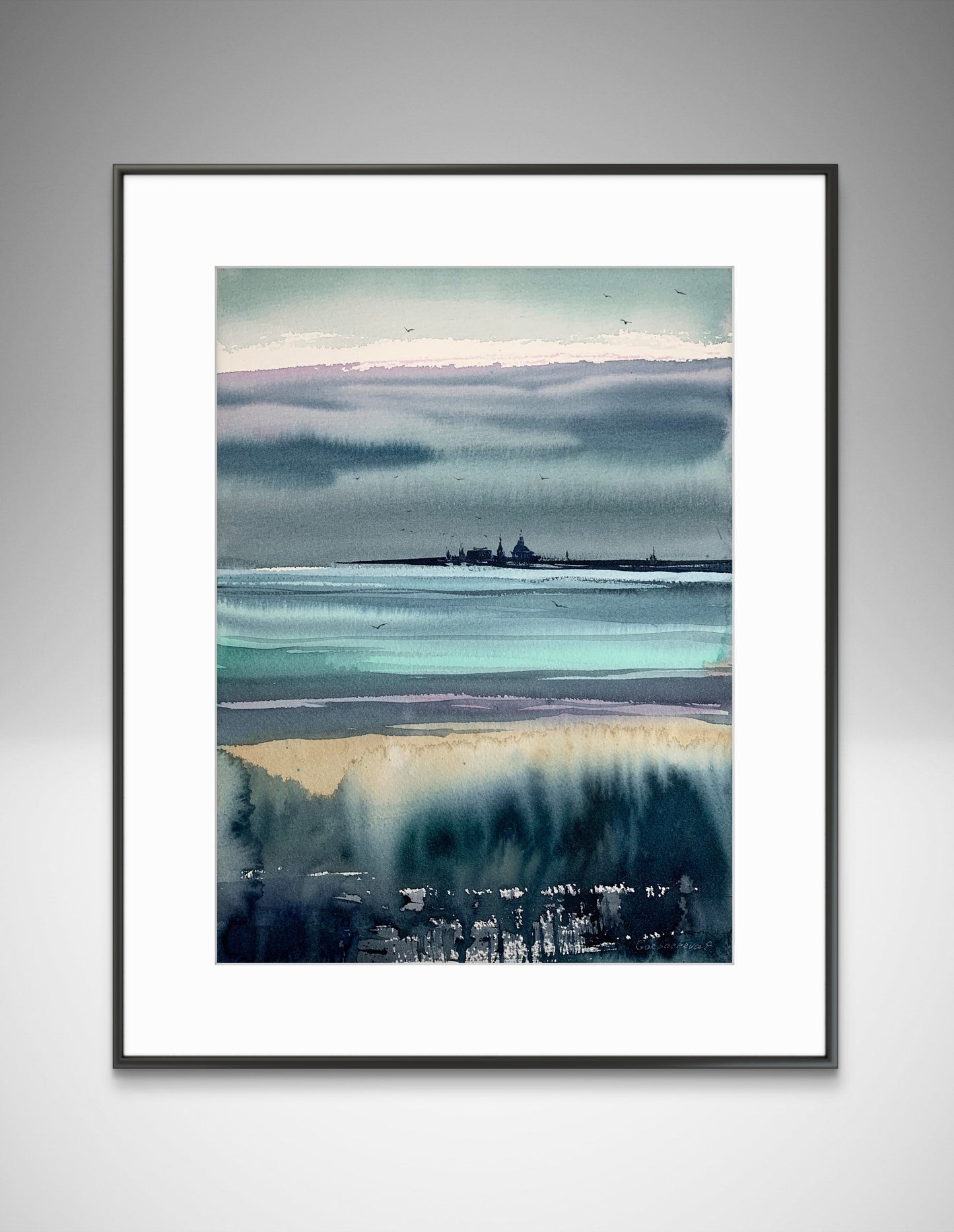Abstract City Painting, Original Watercolor, Skyline St Petersburg, Mirage Cityscape Wall Art, Gift