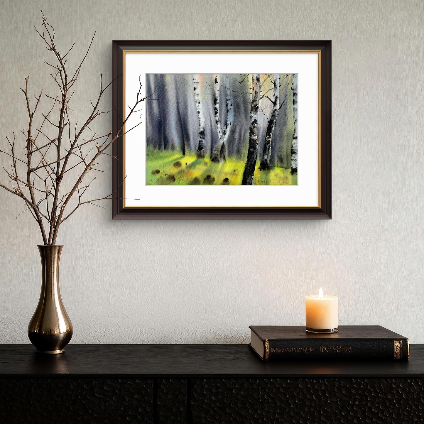 Birch Painting Original, Watercolor Forest, Nature Wall Art, Summer trees, Scenery Landscape Art, Birch Grove #2
