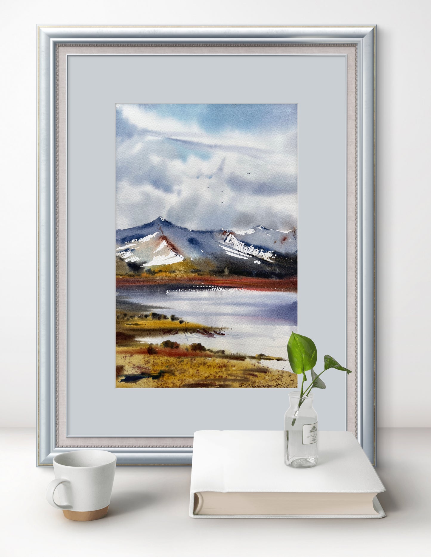 Fall Mountain Watercolor Original - 'Mountain River #40' Nature Painting, Ideal Wall Art for Nature Enthusiasts, Unique Birthday Gift