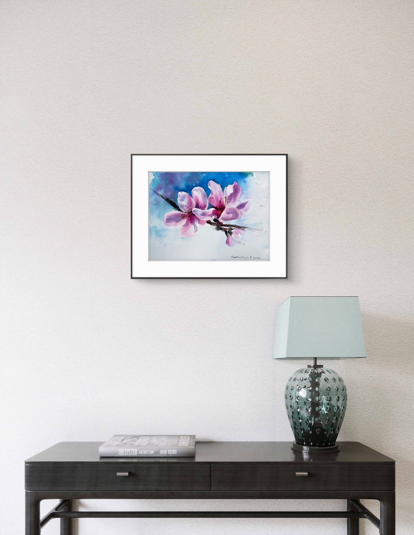 Pink Flower Painting, Original Watercolor Artwork, Botanical Wall Art, Peach Flowers 9x12