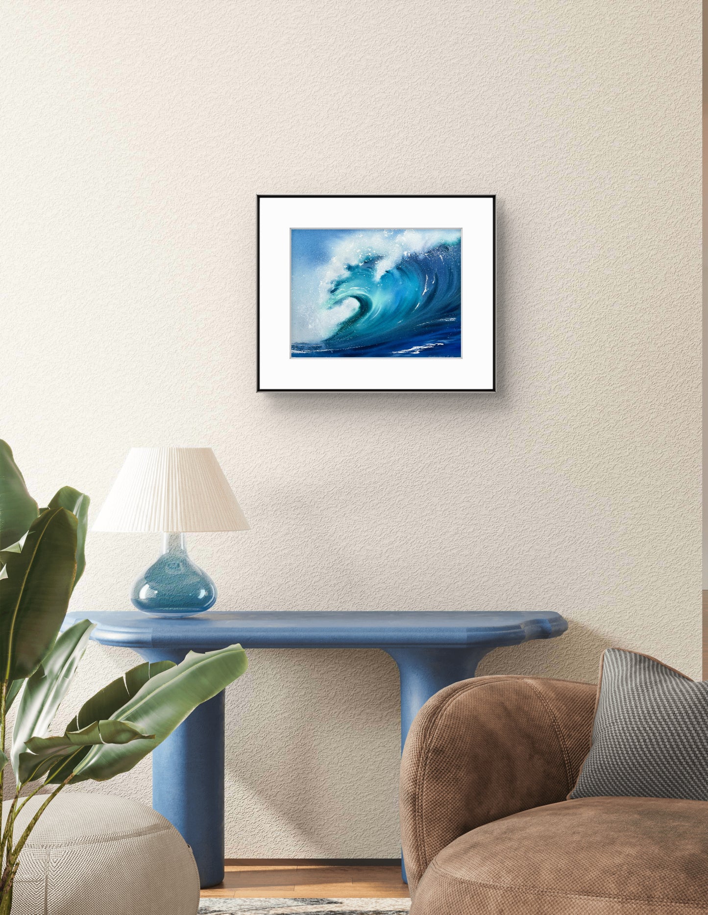 Tidal Wave Painting, Watercolor Original Sea Art, Ocean Waves, Coastal Home Decor, Gift For Him, Coast, Seascape, 16x12"