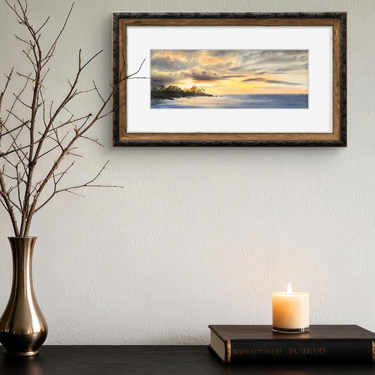 Original Watercolor Caribbean Painting, Beach Sunset, Original Art, Palm Trees, Ocean Breeze, Tropical Artwork, Seascape