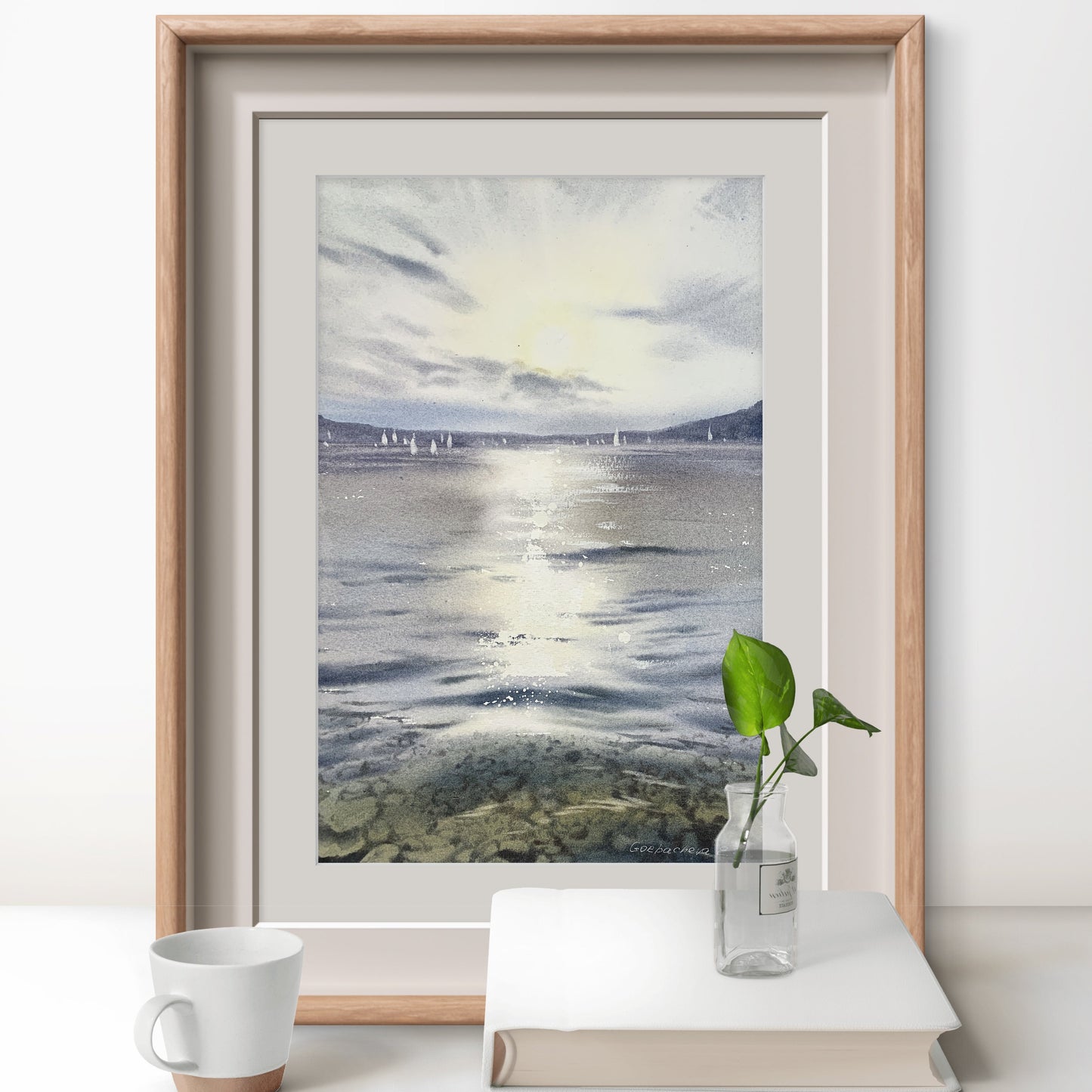 Watercolor Original Painting - 'Pearl evening. Croatia' 8x12 Coastal Artwork, Ideal Gift for Maritime Art Enthusiast