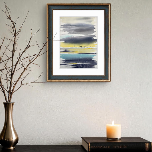 Abstract City Painting, Original Watercolor, Abstraction City 9x12