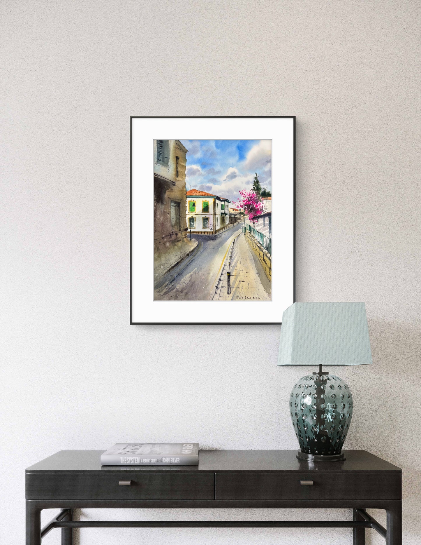 Nicosia Painting Original Watercolor , Cyprus City Artwork, Street Scene, Mediterranean Wall Art, Travel Gift for Her