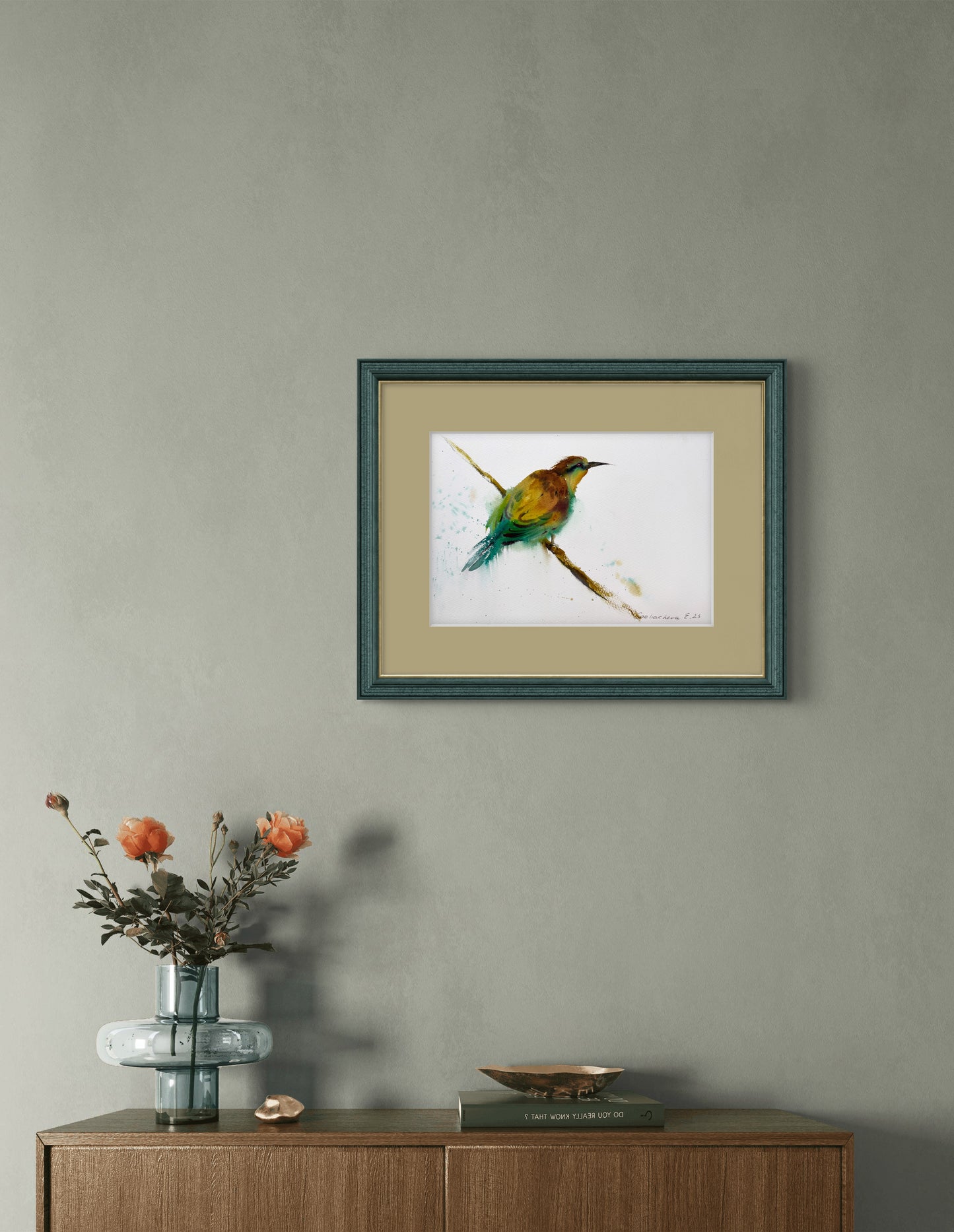 Watercolor Bird Artwork, Little Yellow Bird, Original Watercolor in Minimalist Style, Perfect Art Gift for Home Decor