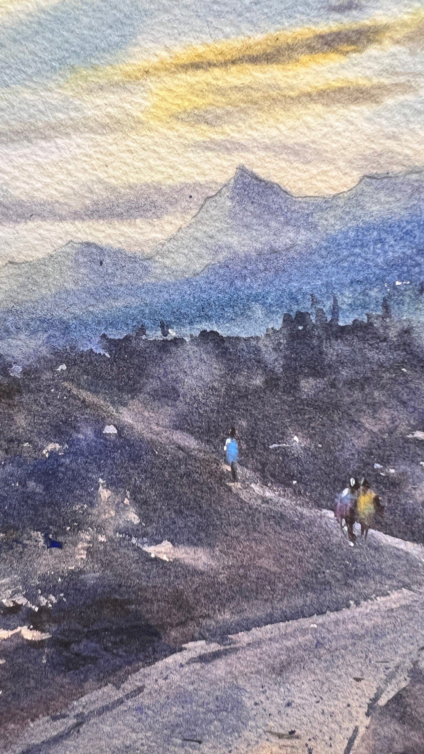 Lighthouse at Sunset Watercolor Painting | Nautical Ocean Wall Decor | Sunset Road and Lighthouse 12x16 in