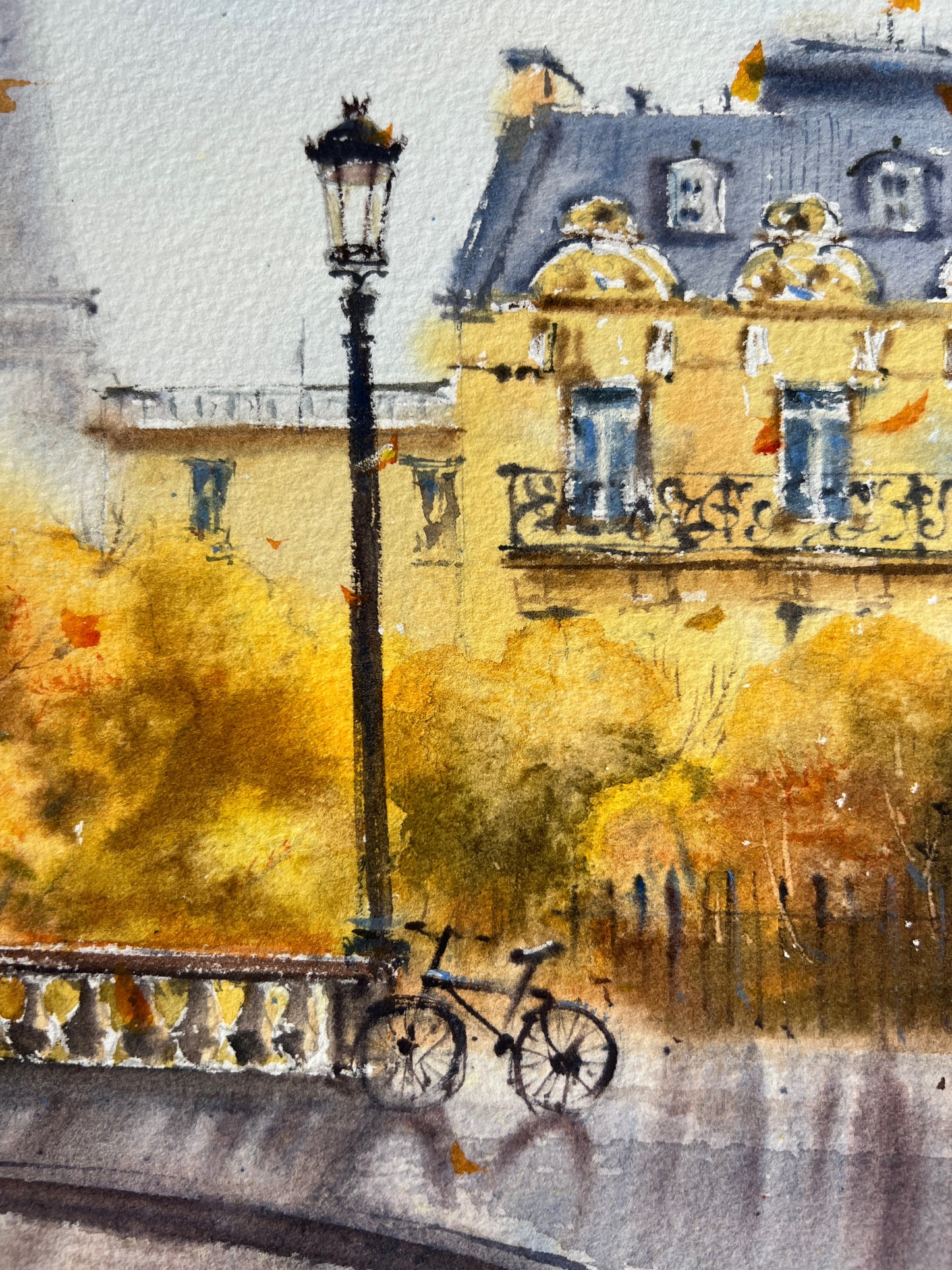 Autumn in Paris #2  Watercolor Watercolor Painting, Eiffel Tower Cityscape