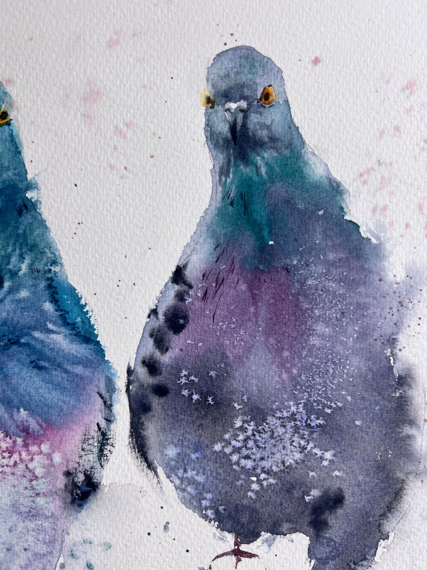 Pigeon Watercolor Painting, Small Original Artwork, New Year Christmas Gift For Bird Lover, Bird Art Illustration