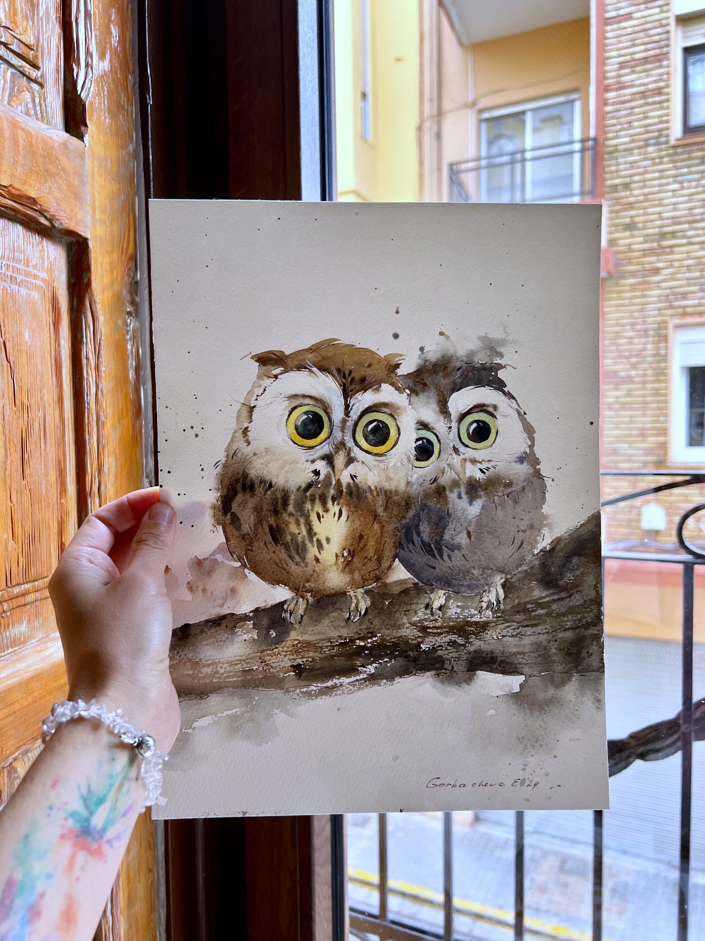 Original Owl Watercolor Painting - Unique New Year Gift for Nature Enthusiasts