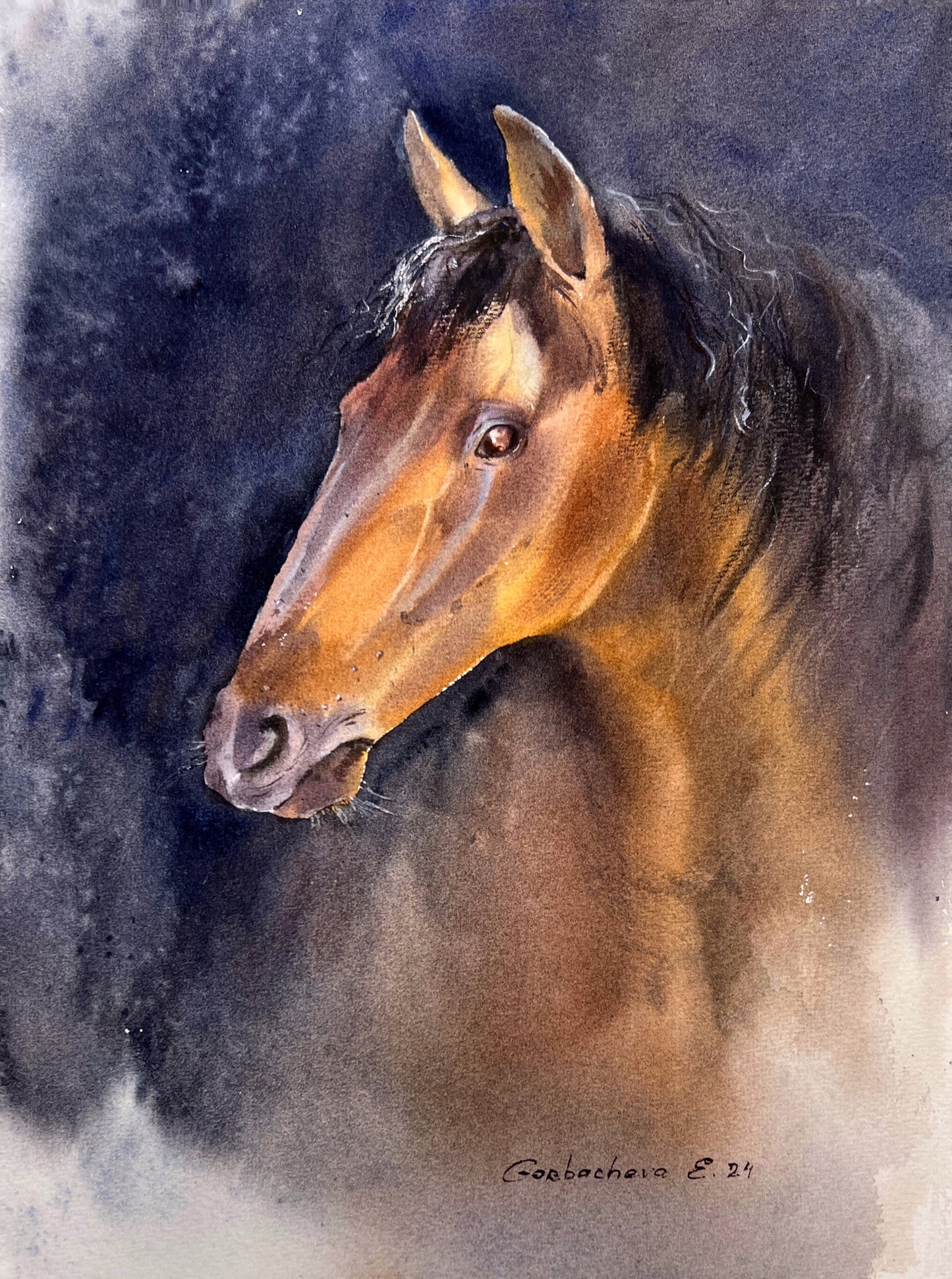 Horse Portrait #2 - Original Watercolor Painting