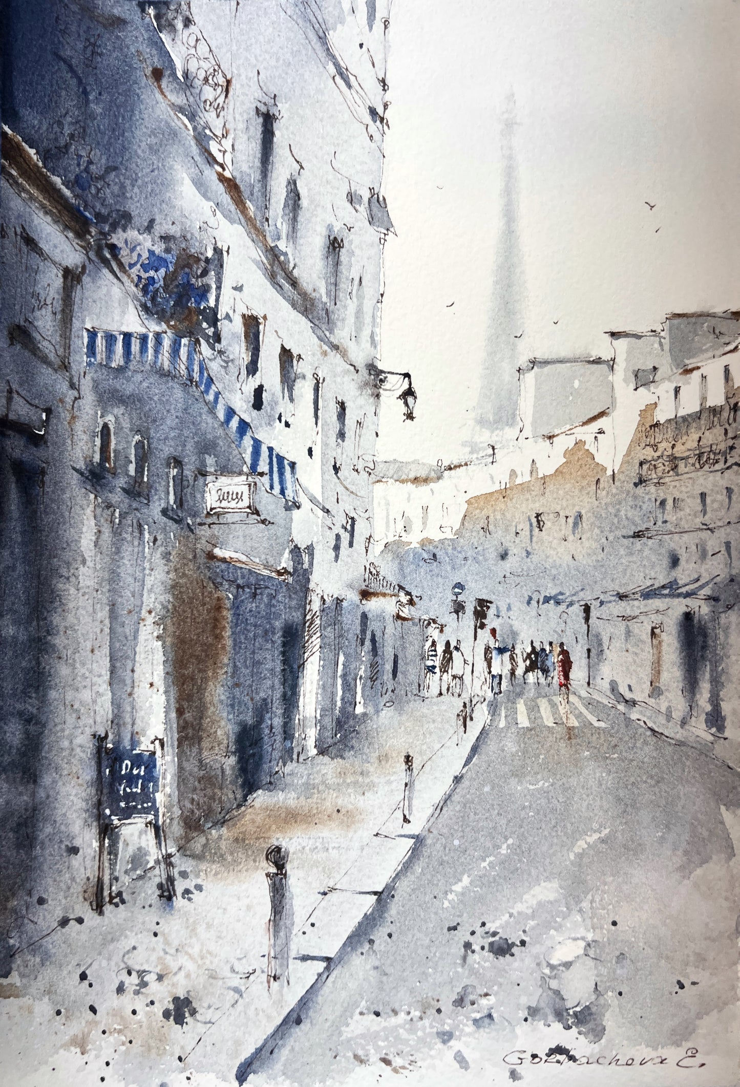 Whimsical Watercolor: On the Streets of Paris #7 - Delightful French Architecture