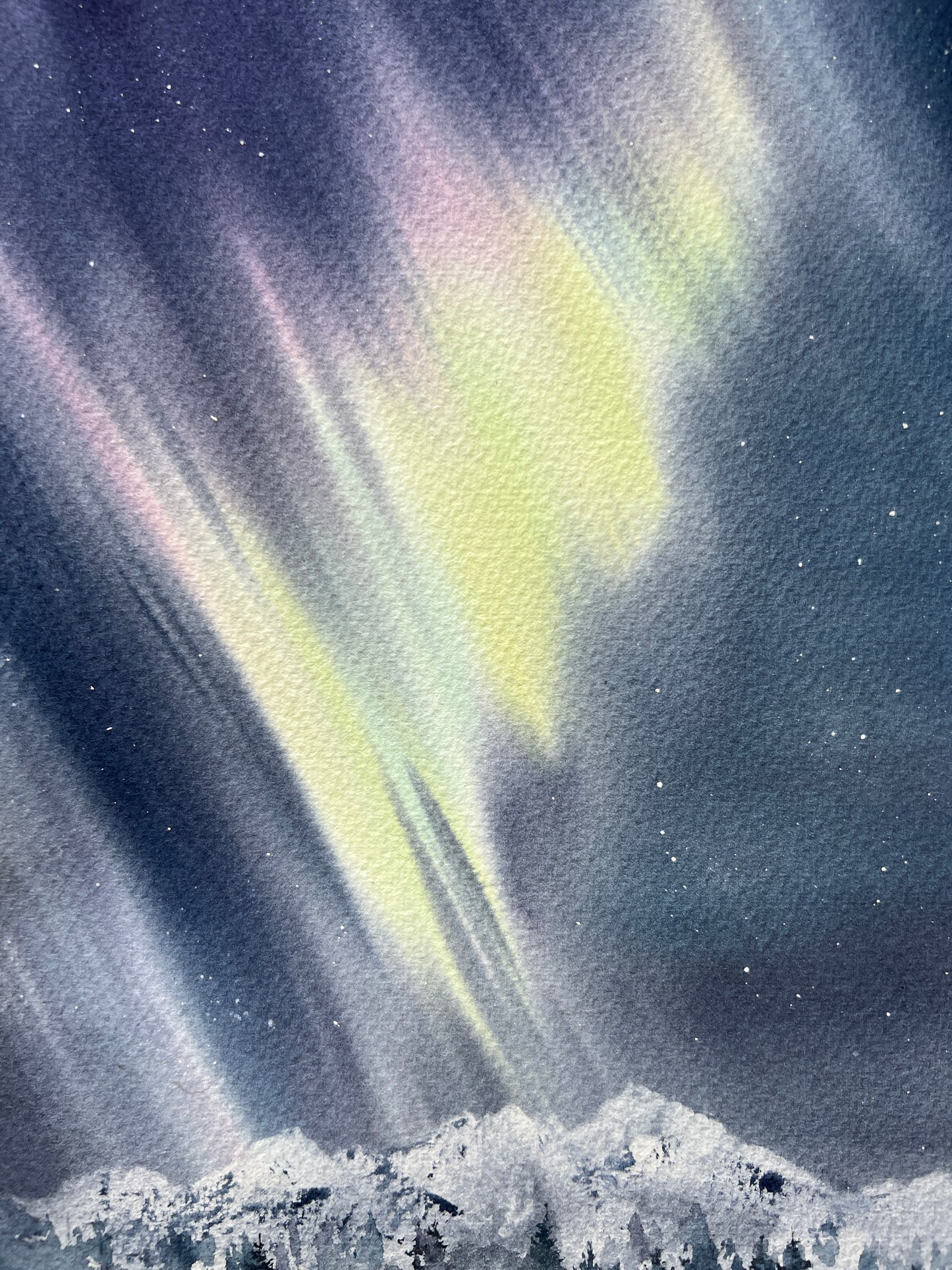 Aurora  Painting Watercolor Original - Northern lights #28