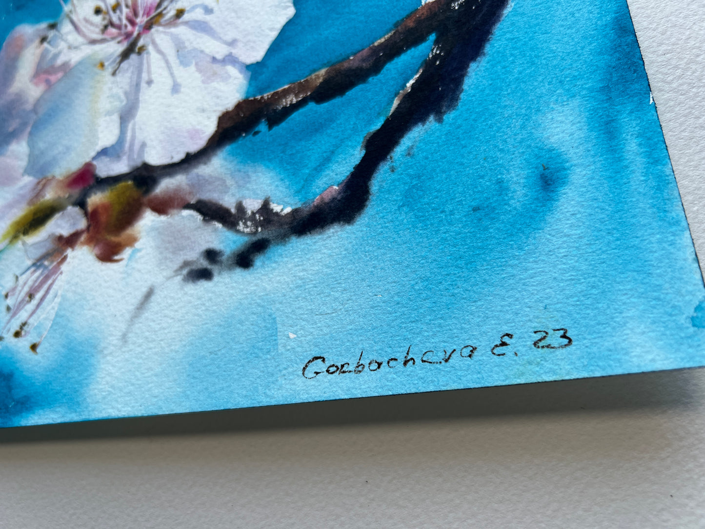 Almond Flower Painting, Watercolouflowers paintingr Original Artwork, Rustic Spring, Blooming Tree, Botanical Art Decor, Wedding Gift