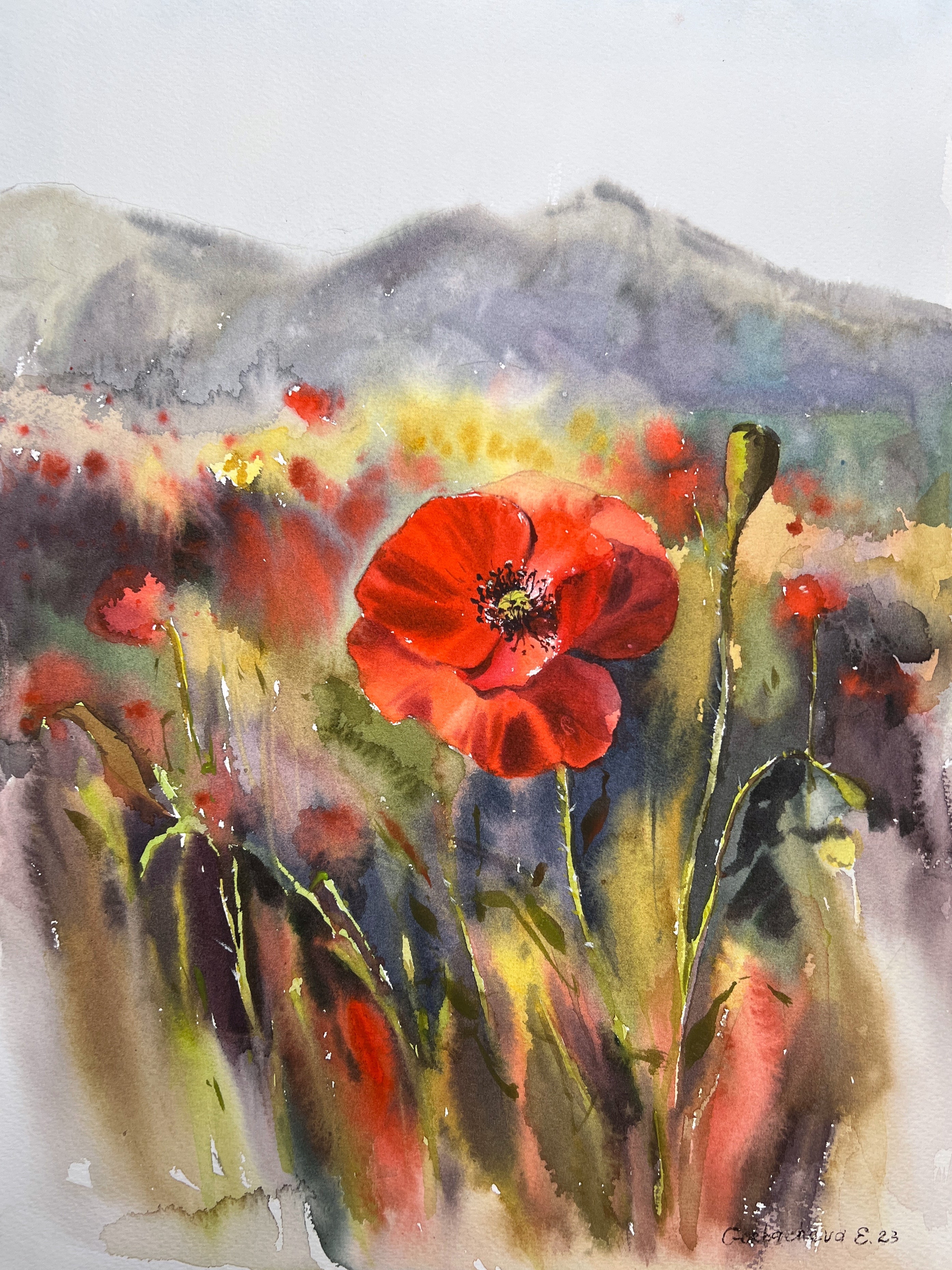 Poppy Prints, Poppy Art Print, Poppy Wall Art, Poppy 2 Piece Wall Art, Poppy Flower Decor, Living Room store Art Watercolor Painting