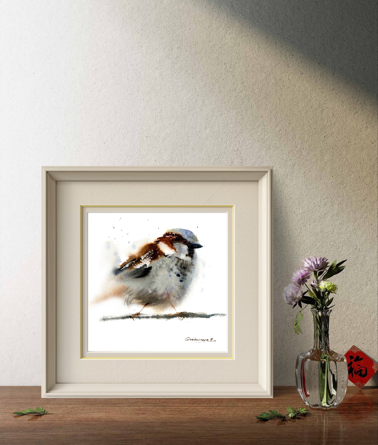 Sparrow Painting Bird Watercolor Art Print Little Songbird Wall Art Animals Poster Gift