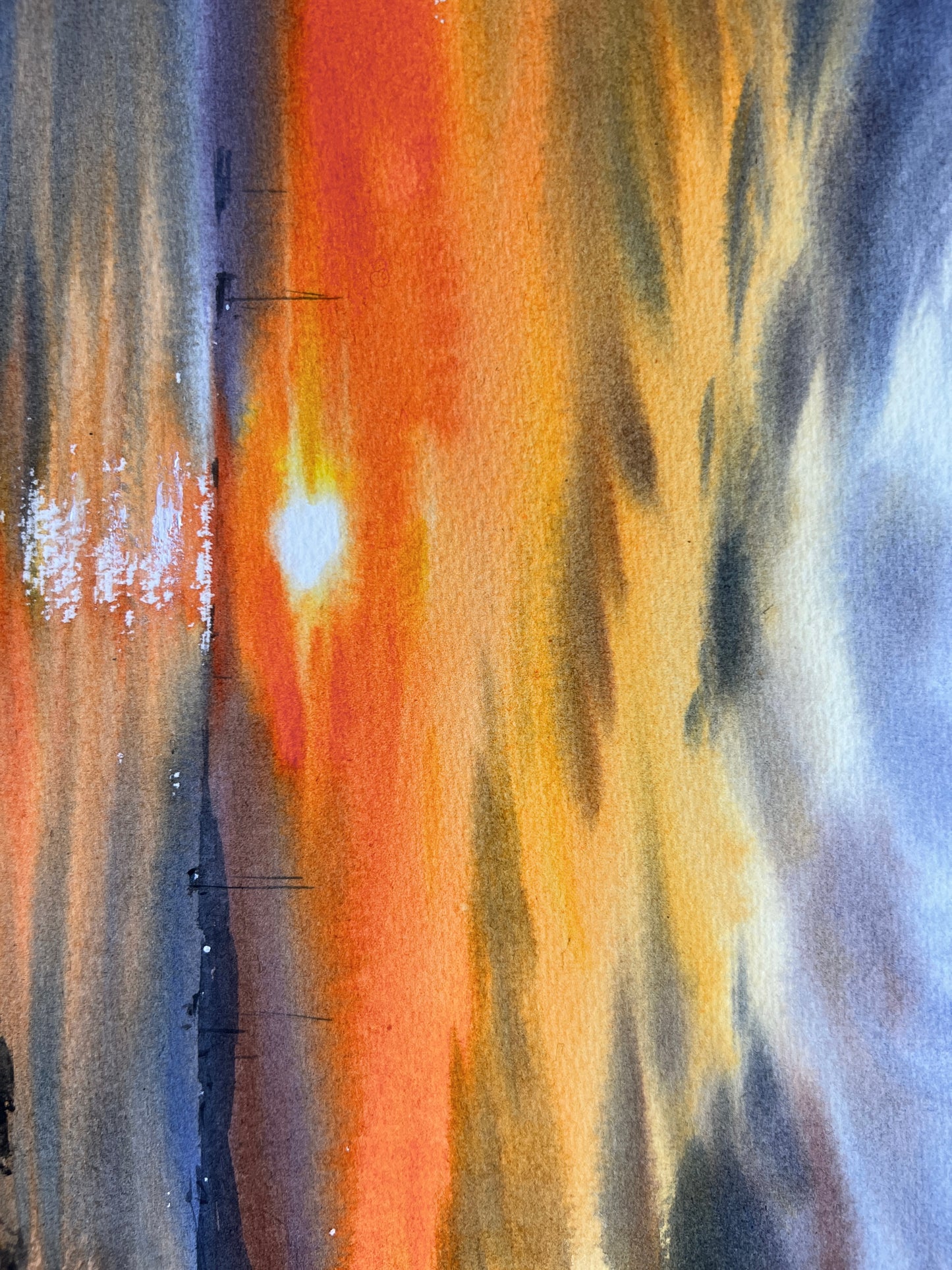 Seaside Sunset Watercolor Art | Orange Sunset #27 | Nautical Yachts 9x12 in