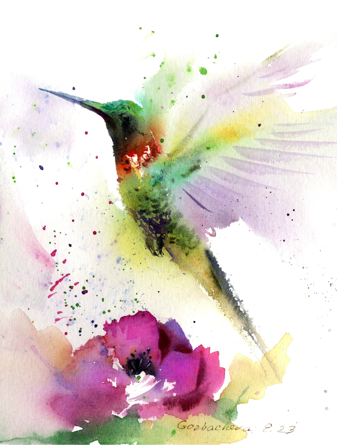 Colorful Hummingbird Original, Watercolor Painting of a Tropical Bird, Perfect Art for Home Decor, Unique Gifts