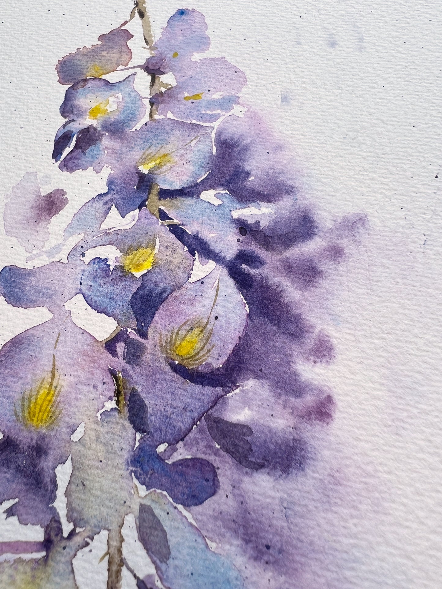 Wisteria Painting, Watercolor Flower Original Art, Lilac flowers Wall Decor, Botanical Illustration, Gift Ideas