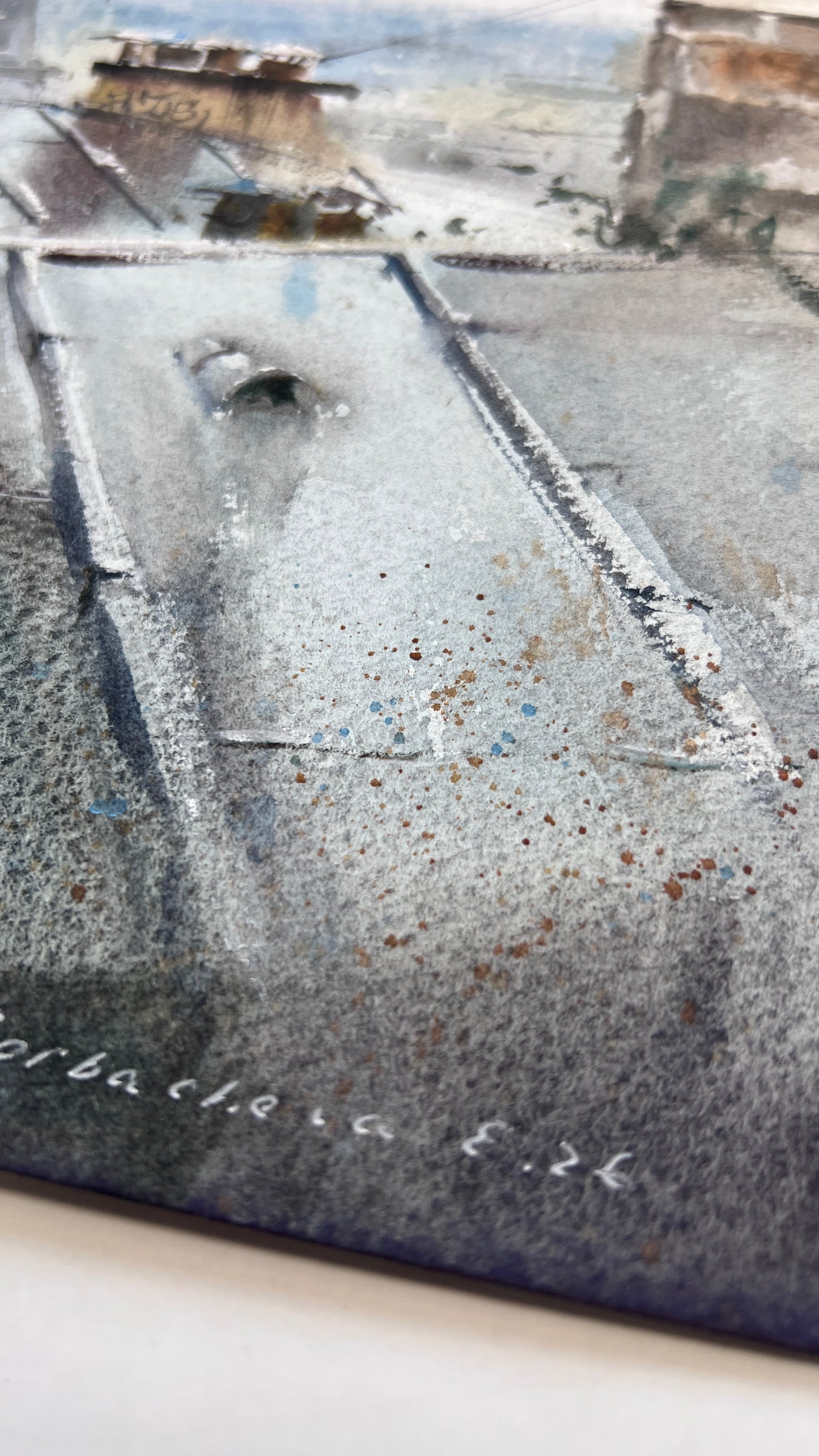 Paris Eiffel Tower Watercolor Painting, A Rainy Day in Paris 12x15