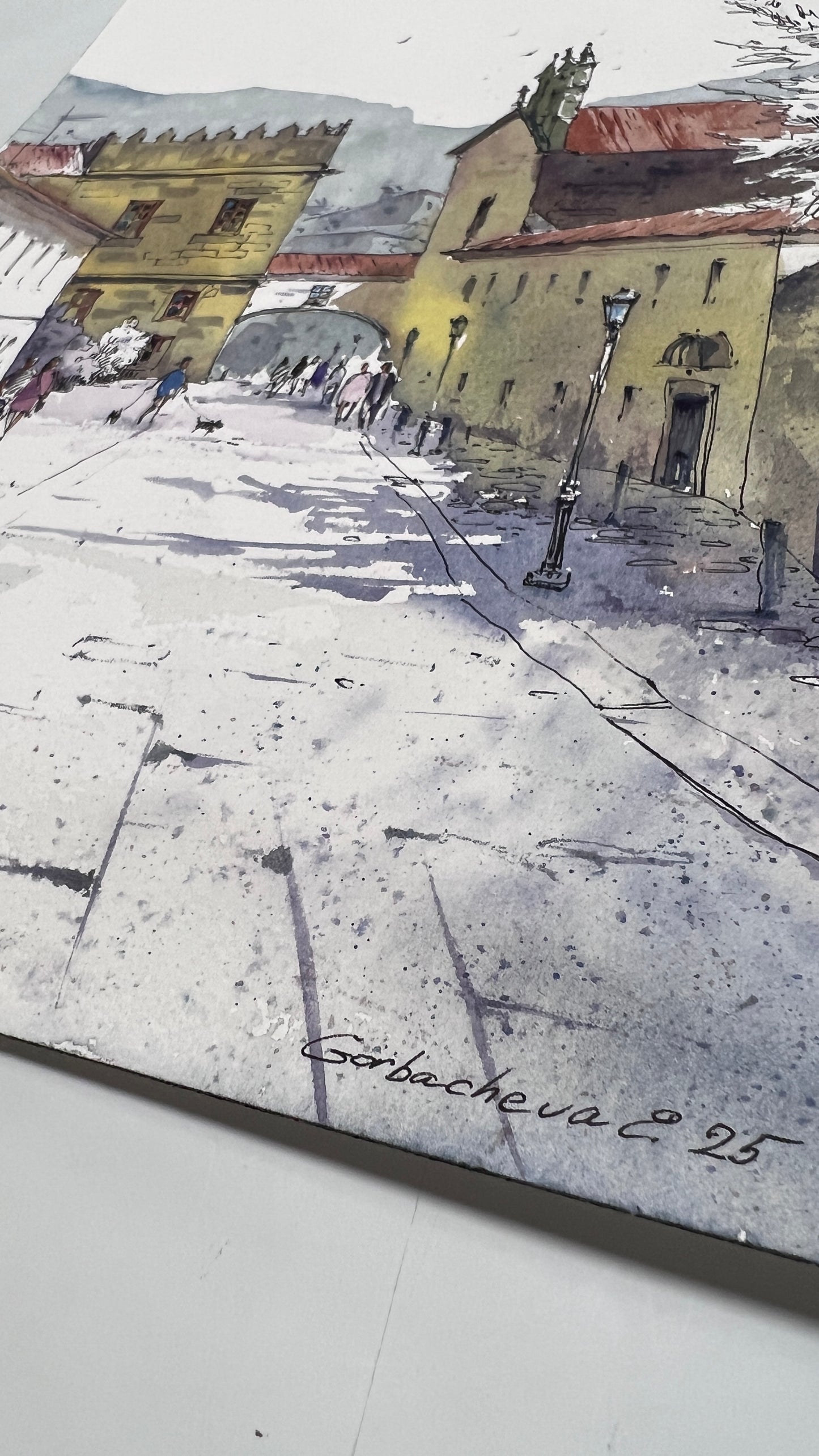 Galicia Spain Street Scene Original Watercolor |Streets of Galicia, Spain 9x12