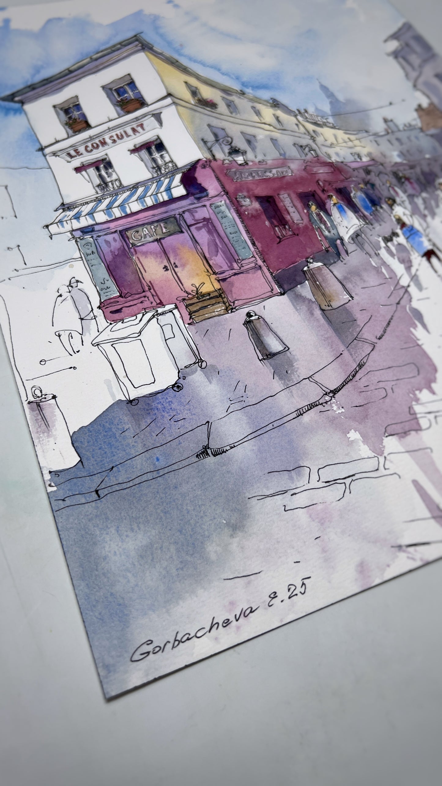 Paris painting original watercolor "The Heart of Montmartre" 9х12