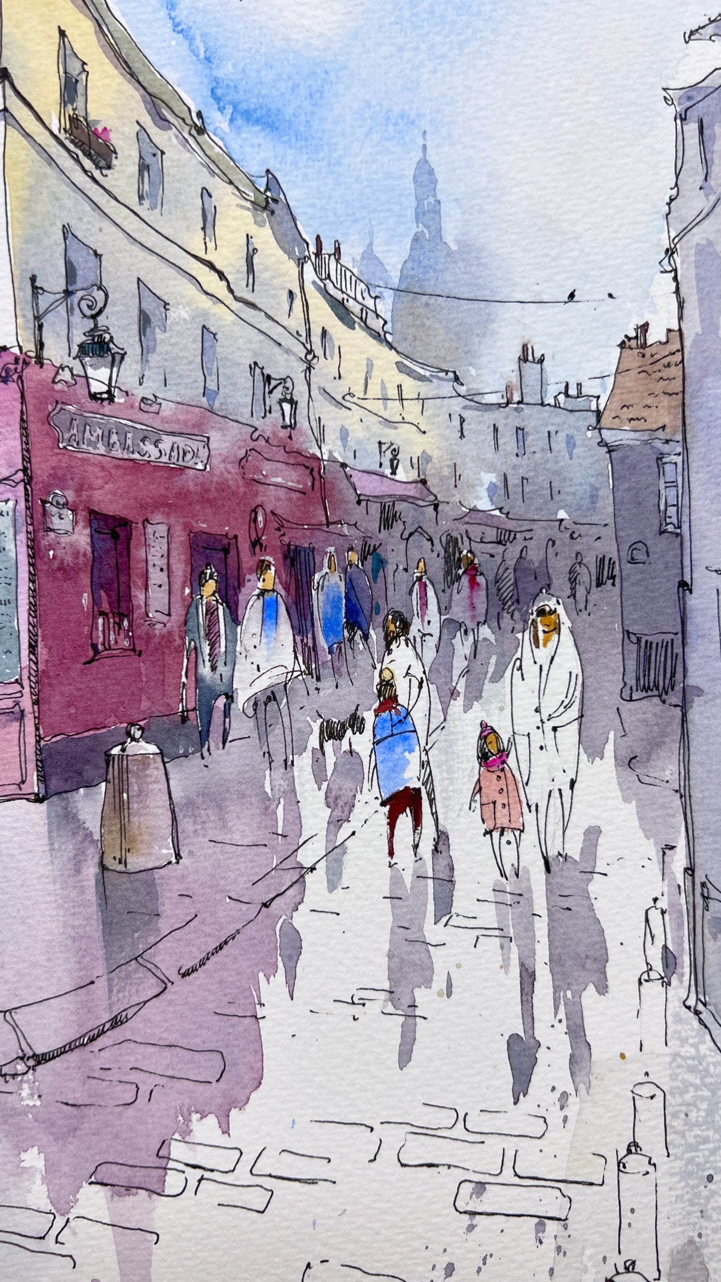 Paris painting original watercolor "The Heart of Montmartre" 9х12