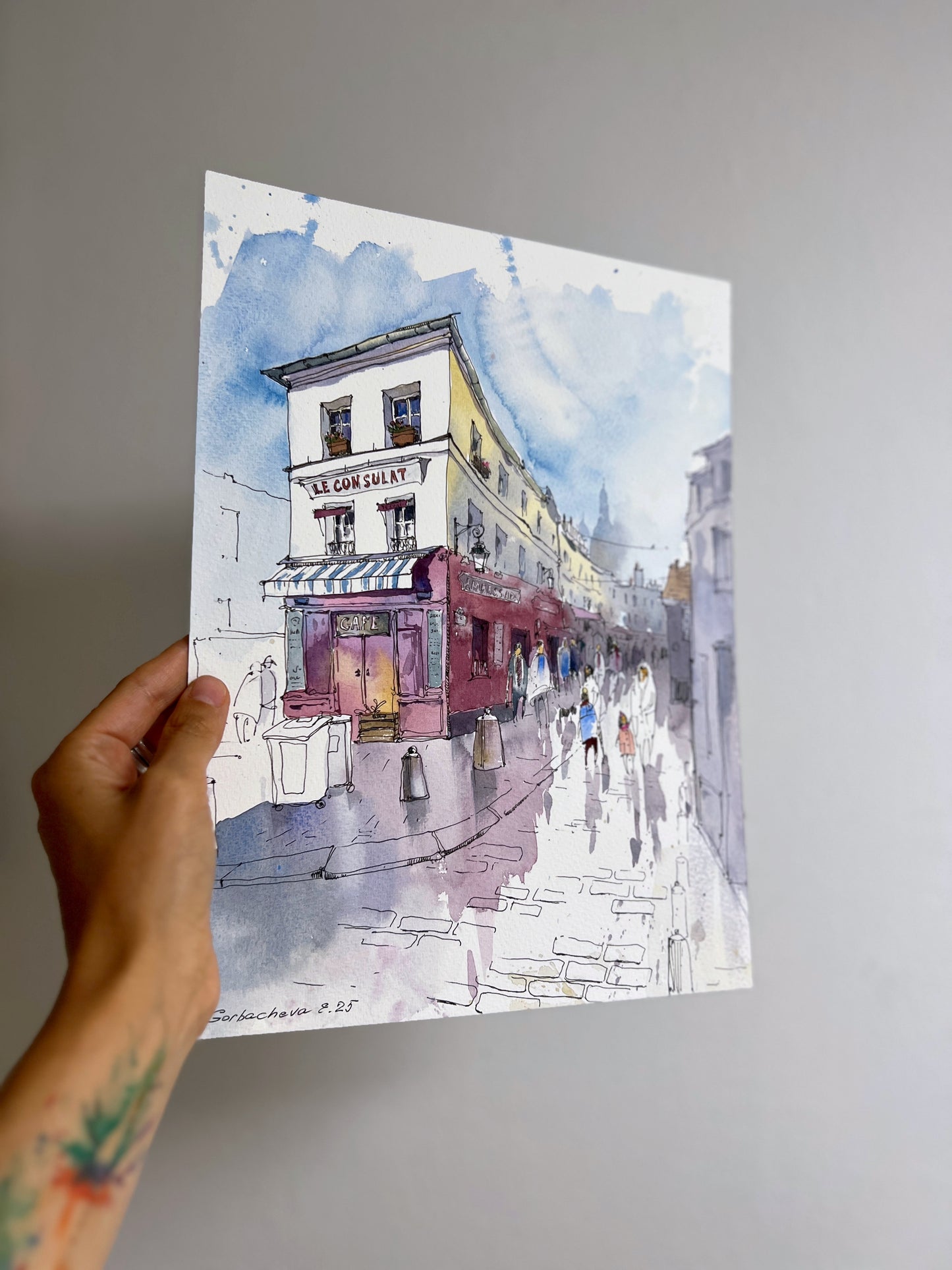 Paris painting original watercolor "The Heart of Montmartre" 9х12
