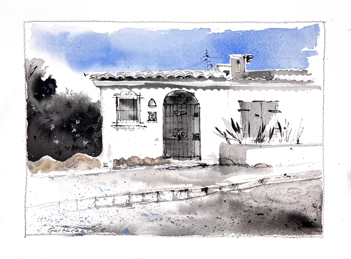 Original Spanish Door Painting |Door to Spanish Silence 9x12 in