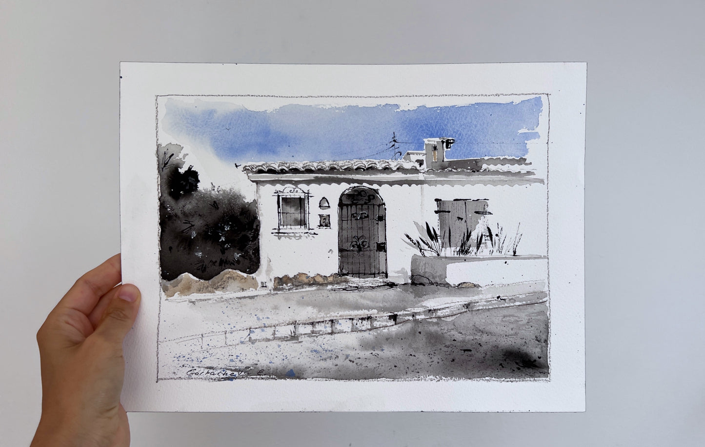 Original Spanish Door Painting |Door to Spanish Silence 9x12 in