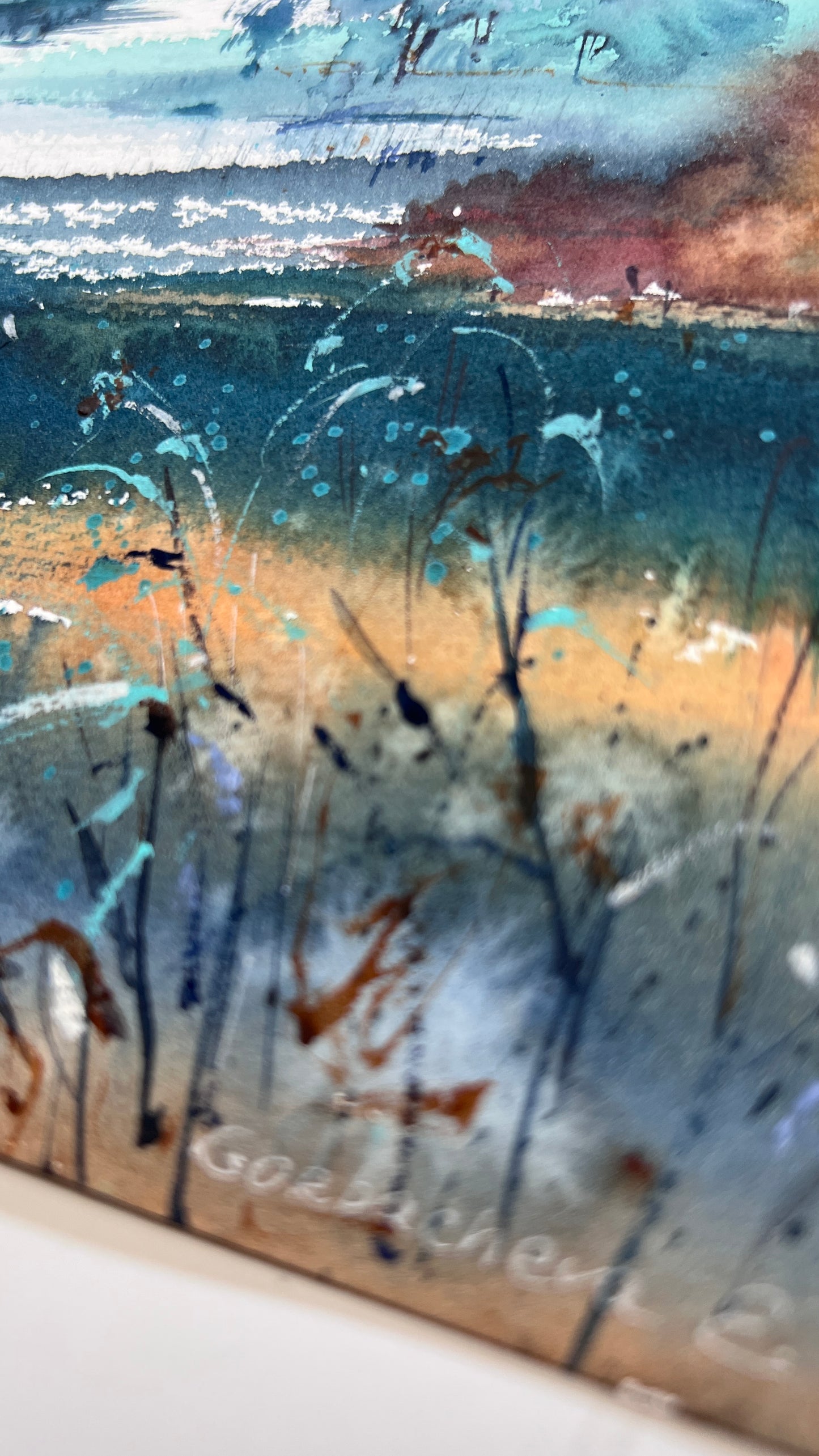 Mountain Valley Village Watercolor Painting, Mountain river #13 9x12