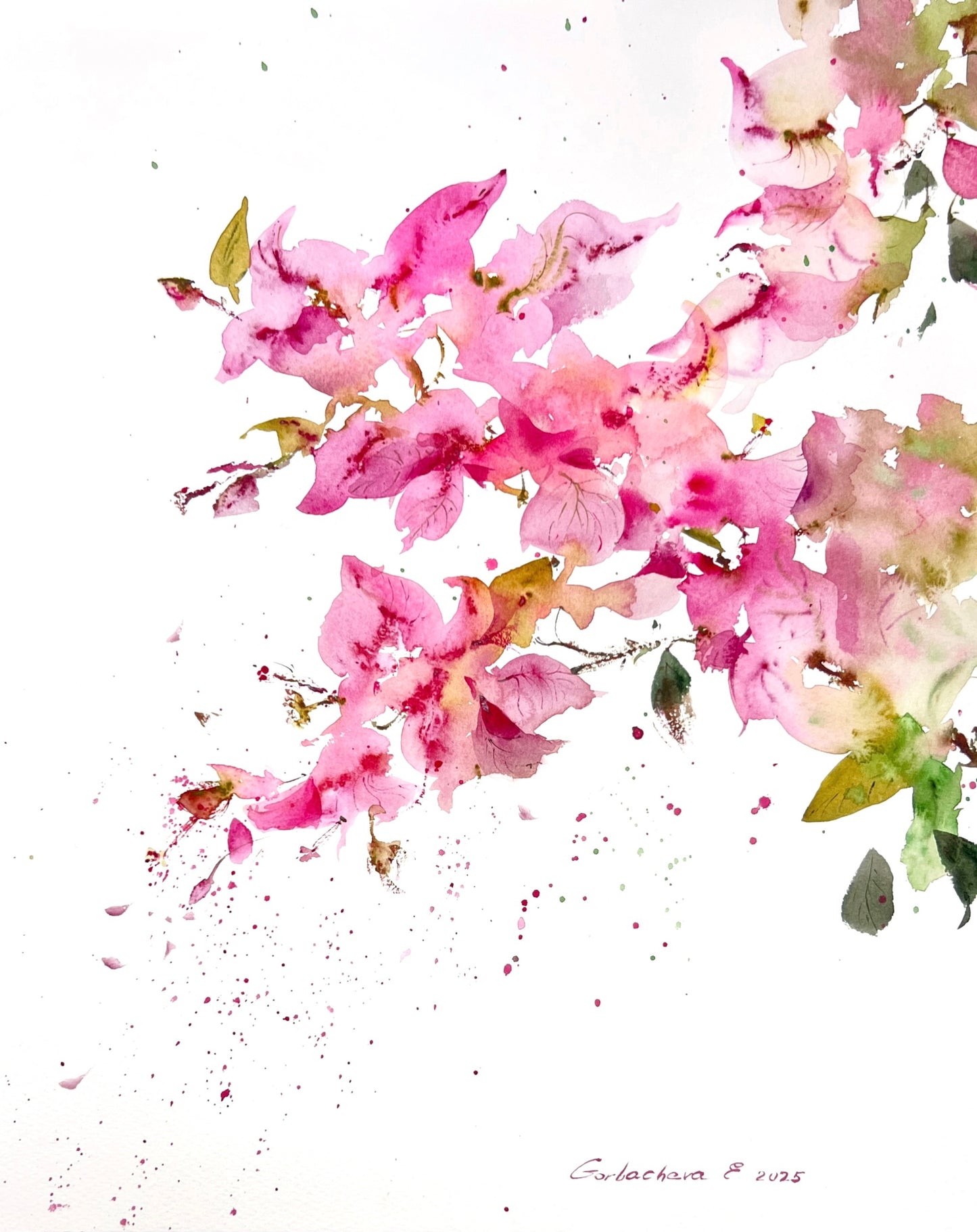 Bougainvillea Dream #2 - Painting Original, Watercolor Flower Artwork