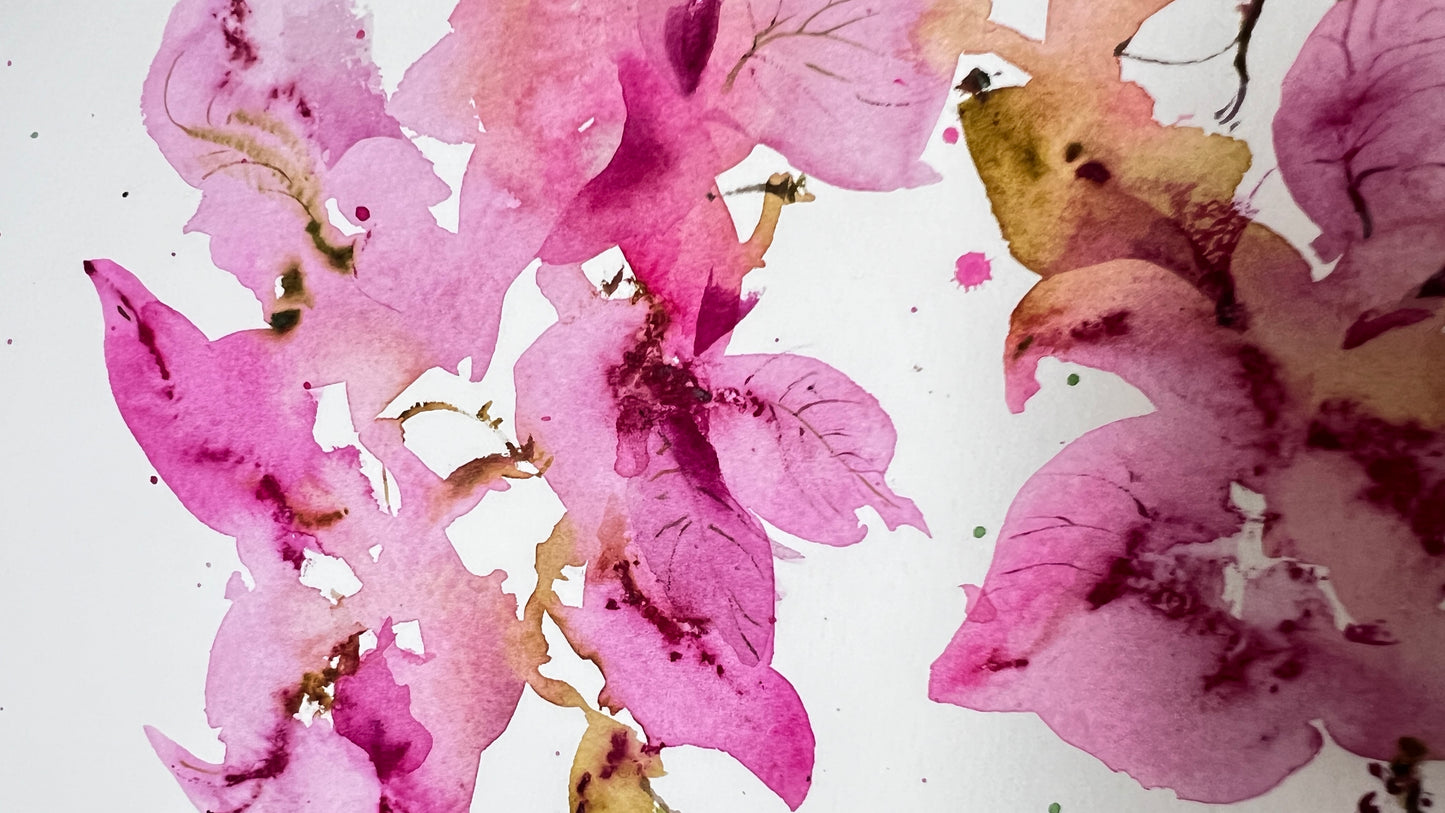Bougainvillea Dream #2 - Painting Original, Watercolor Flower Artwork