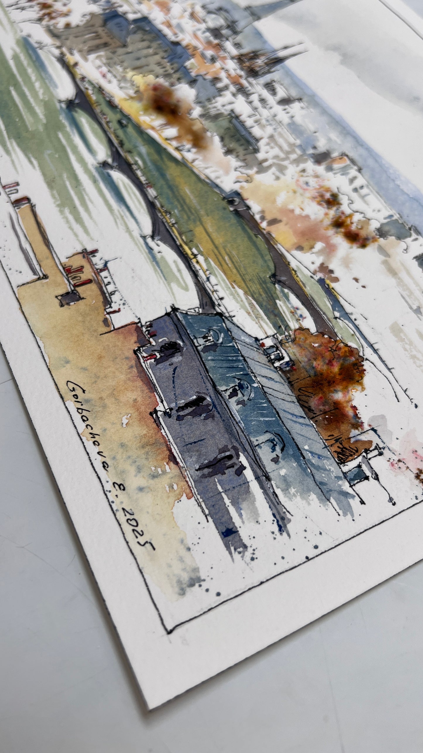Eiffel Tower Watercolor Painting - Under the Paris Sky