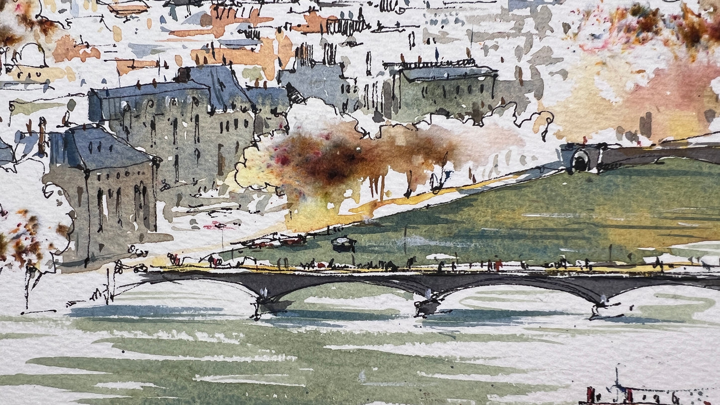 Eiffel Tower Watercolor Painting - Under the Paris Sky
