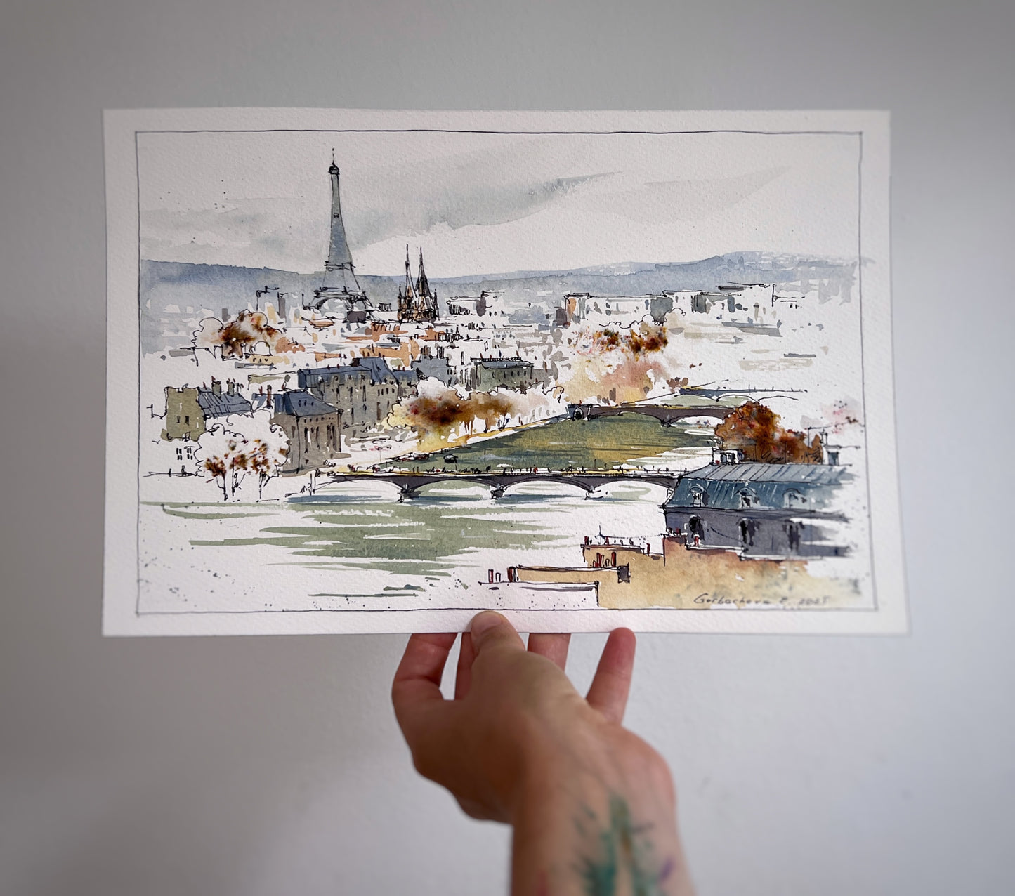 Eiffel Tower Watercolor Painting - Under the Paris Sky