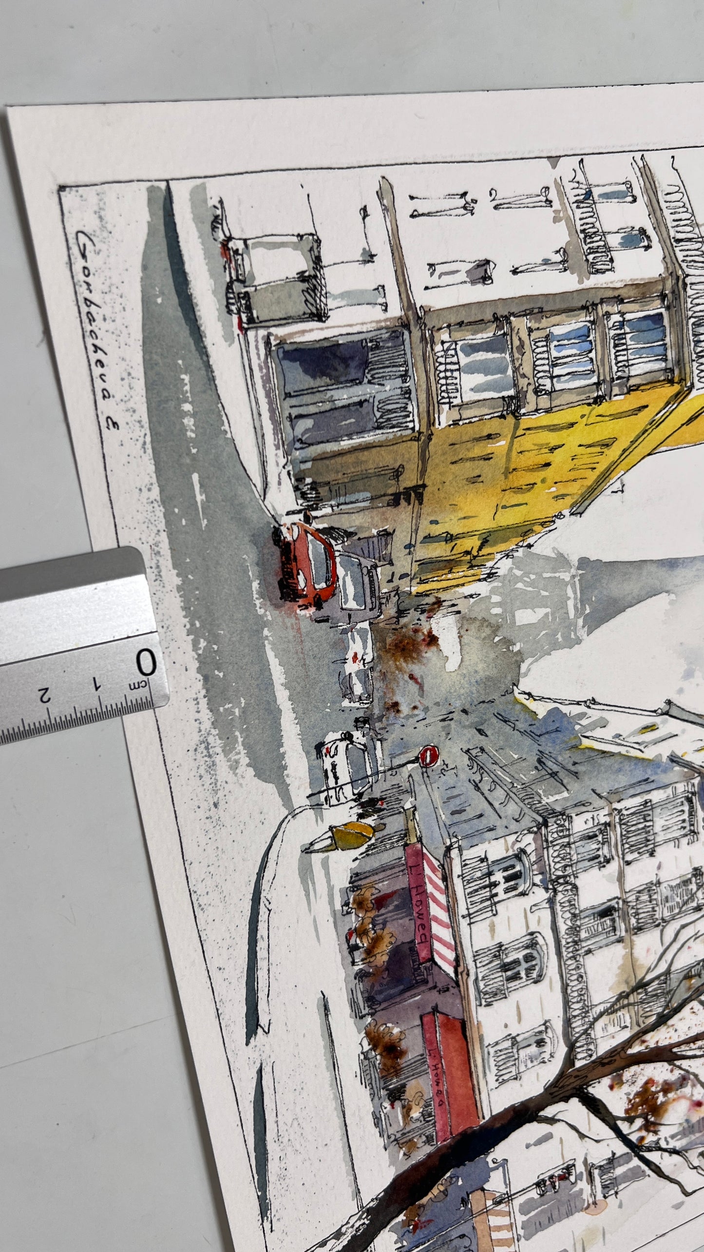 Golden Facades of Paris – Original Watercolor – Romantic Franch Painting