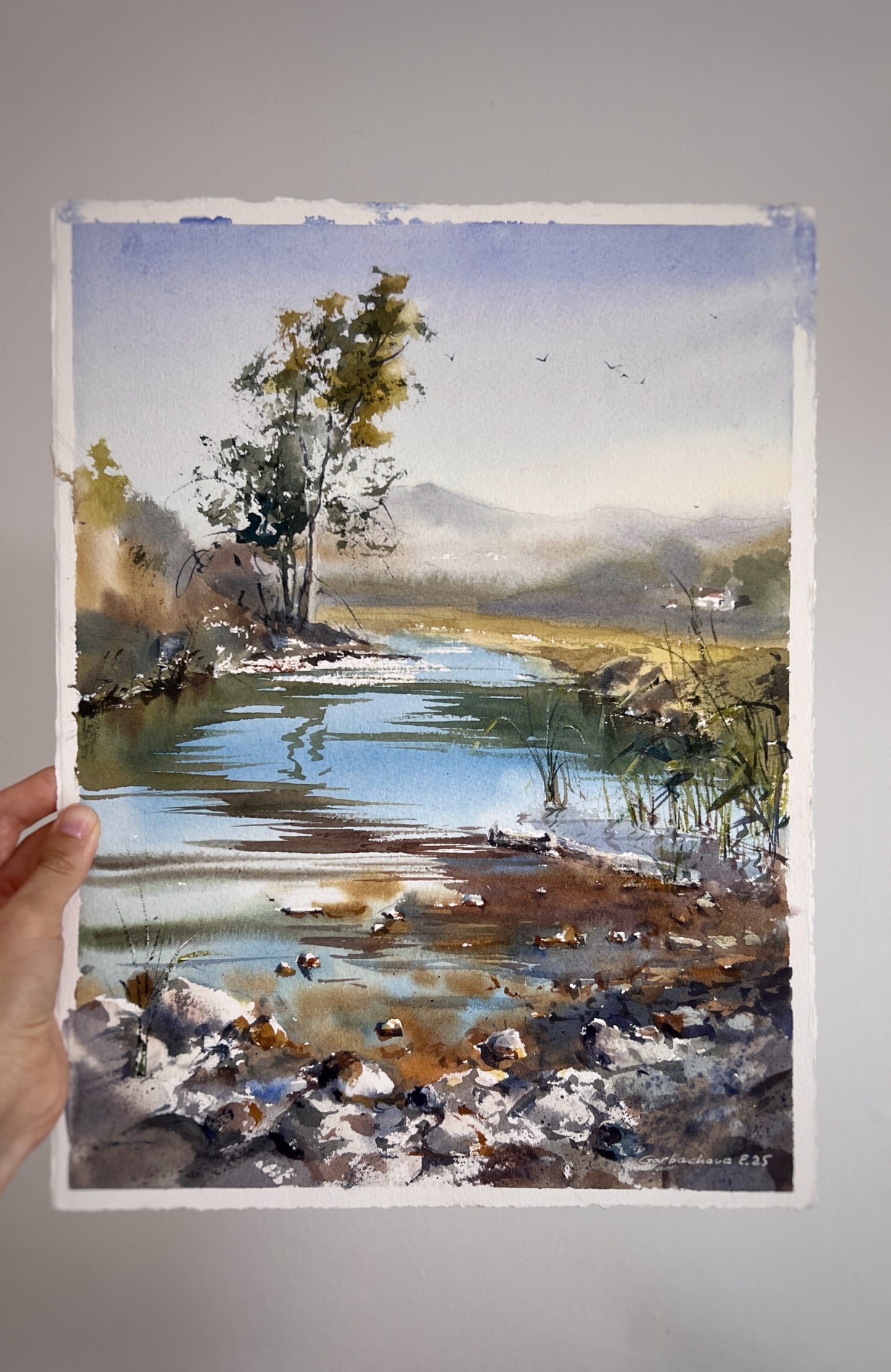 Original Spanish River Watercolor Painting | Tranquil Autumn Landscape Art |Spanish River Whisper 11x15 in