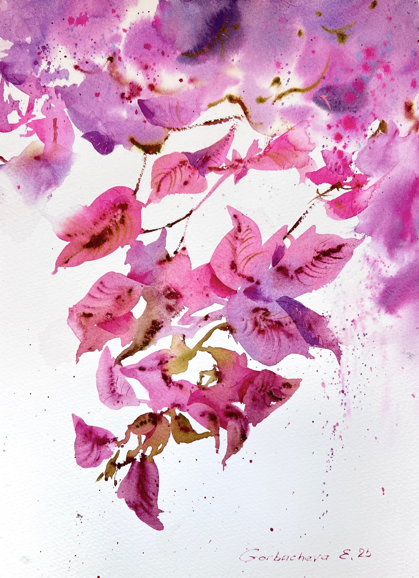 Original Bougainvillea Watercolor Painting | Bougainvillea Dream 9 х 12 in