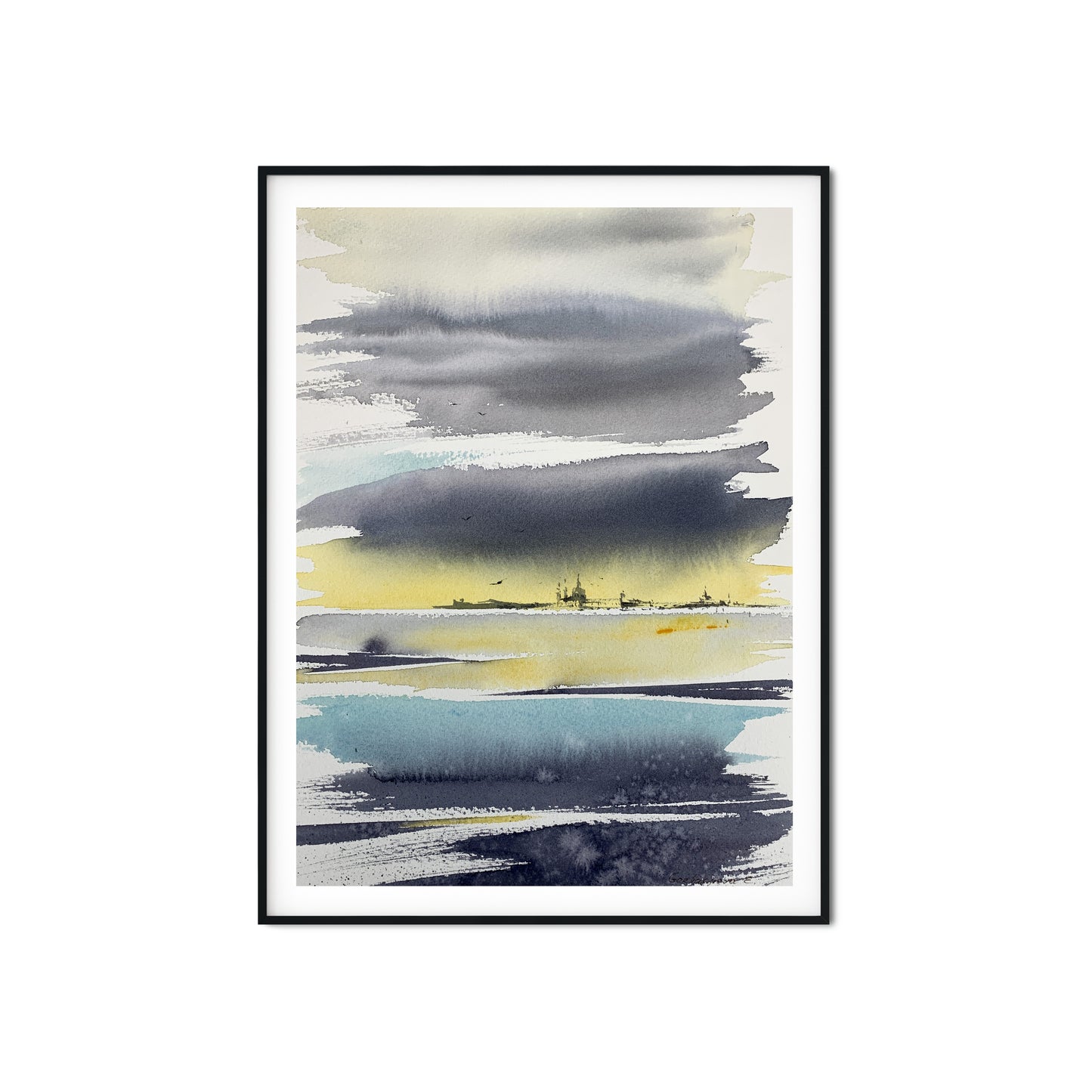 Abstract City Painting, Original Watercolor, Abstraction City 9x12