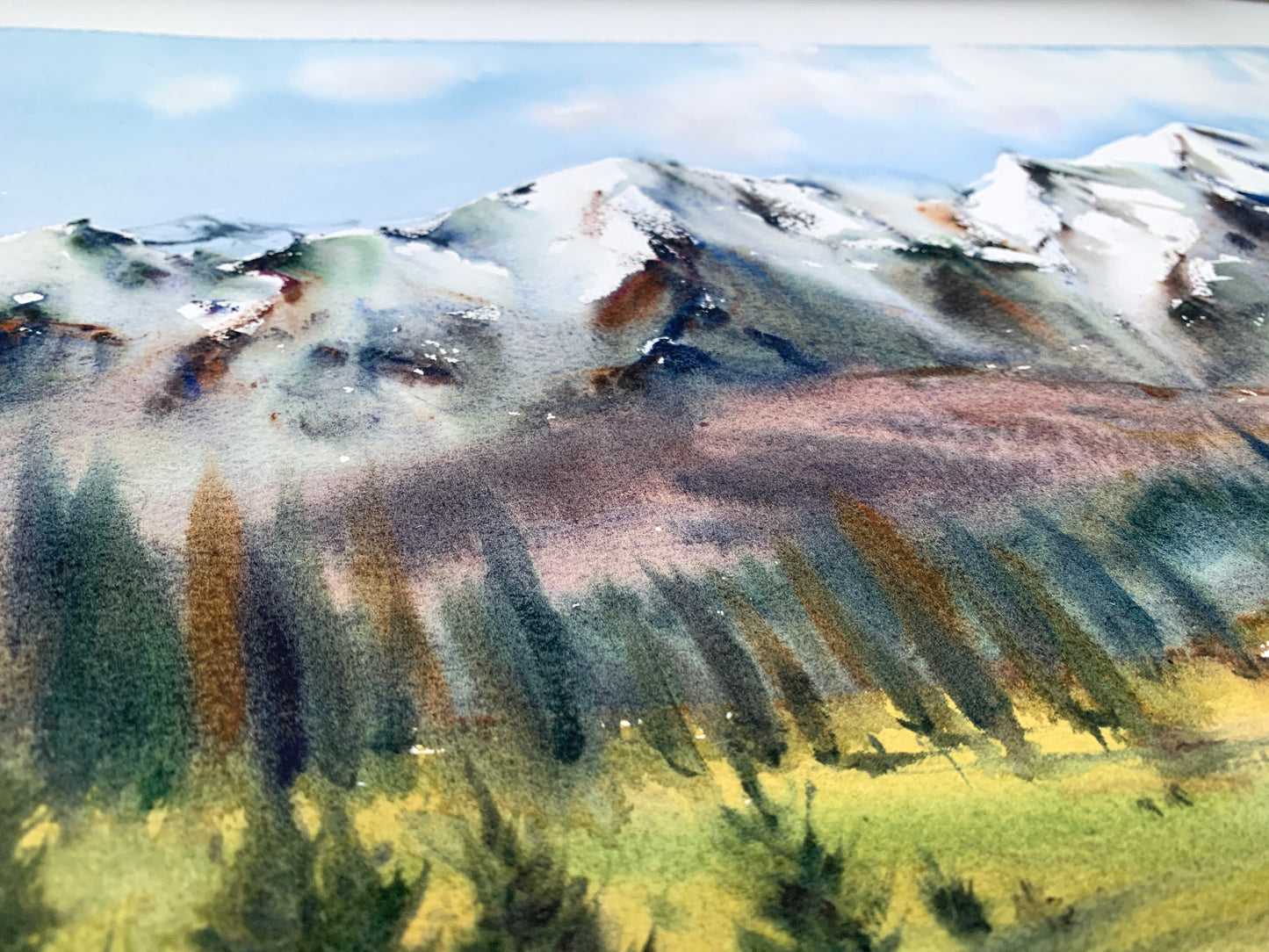 Mountain Landscape Painting Watercolor Original - Mountainscape #6 - 15 x 22 in