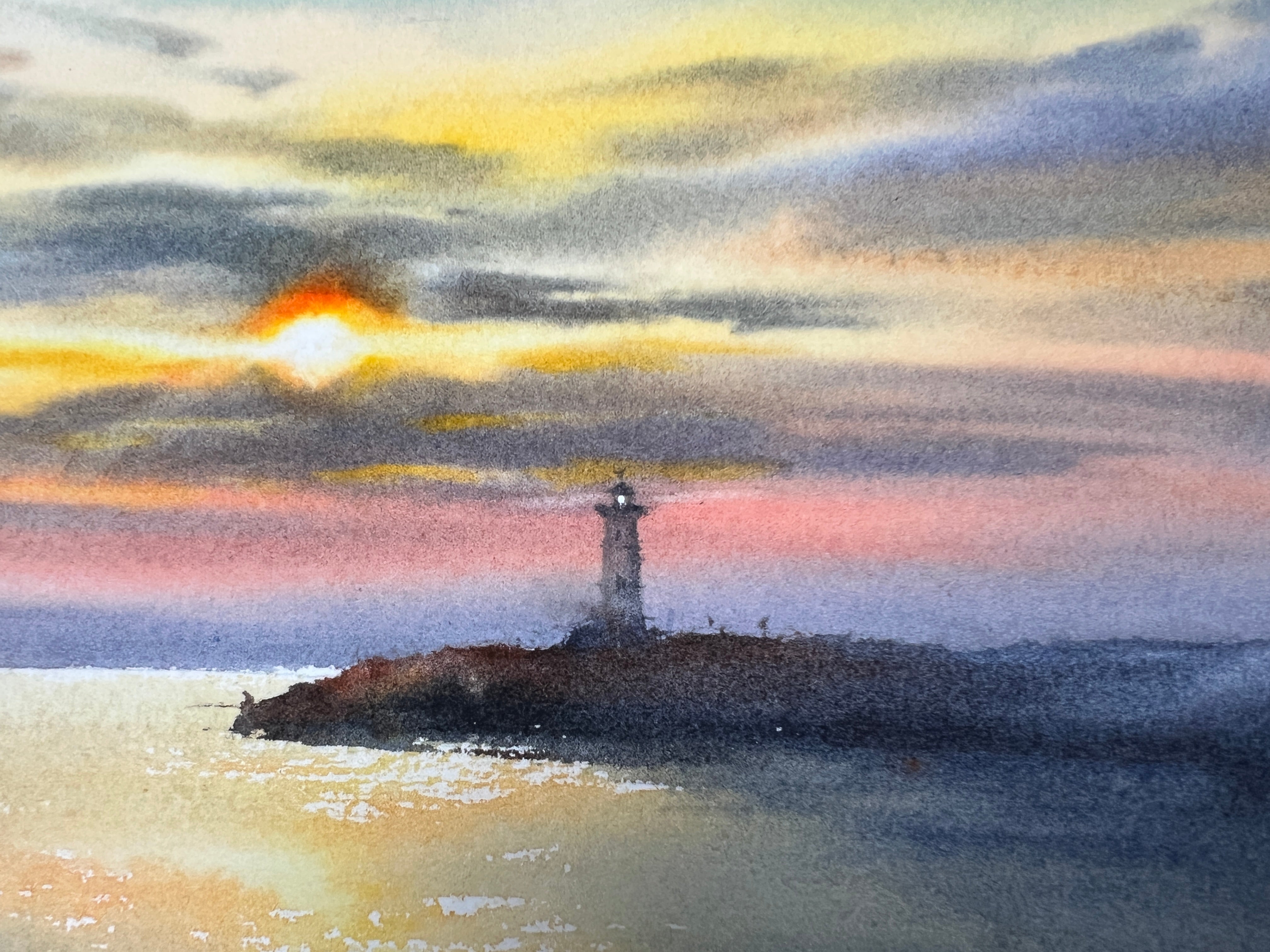 ON THE COAST / selling Lighthouse Painting/Original Watercolour Painting/Coast Painting