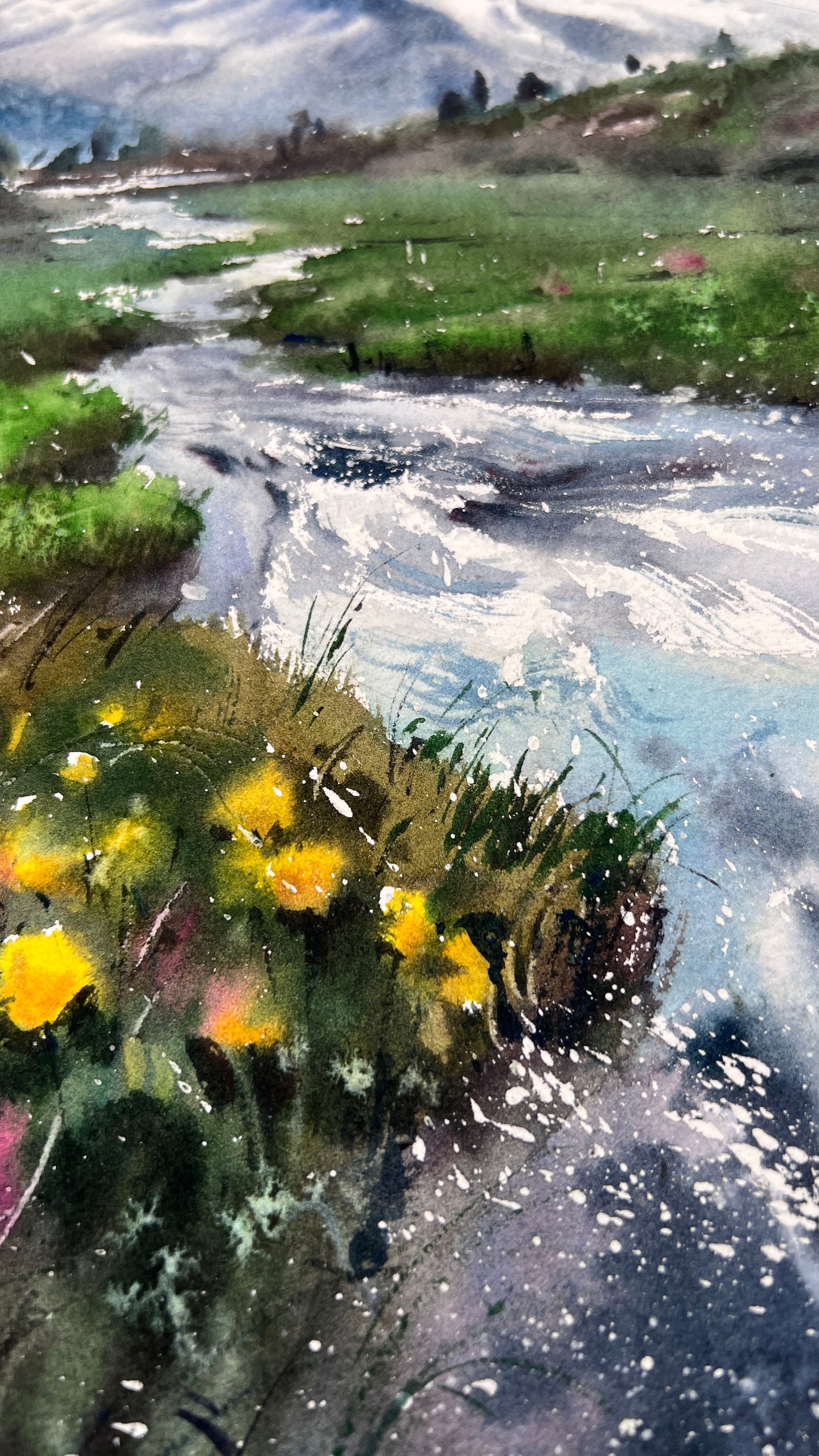 Original Watercolor Landscape, Mountain Stream Watercolor Painting, Mountain river #44 11x16