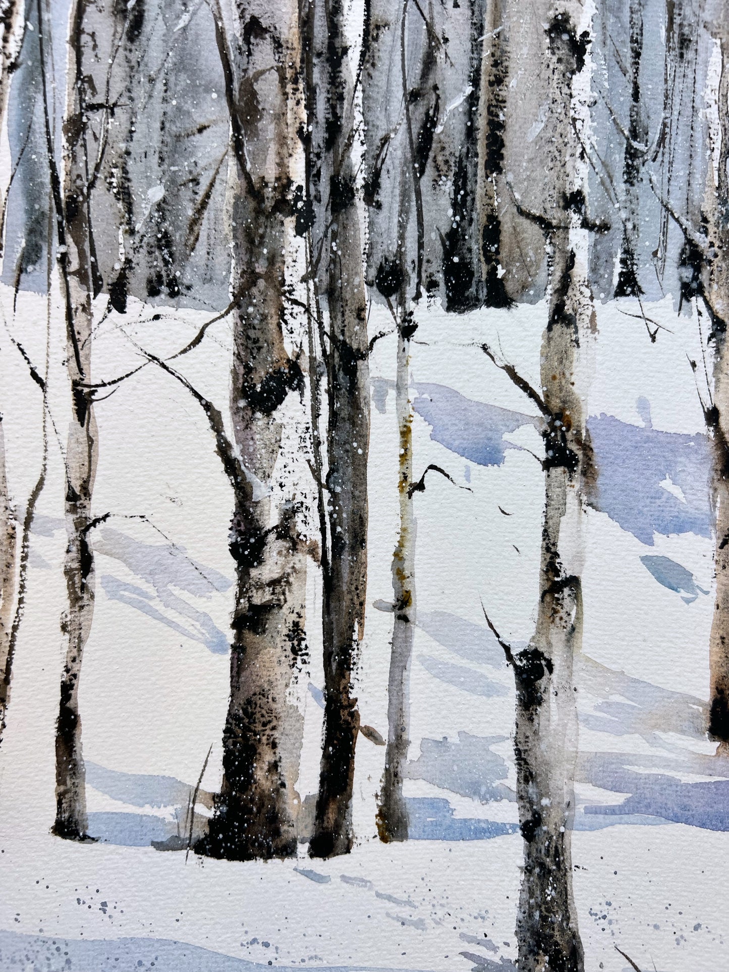 Winter Birch Grove - Snowy Winter Grove Original Artwork